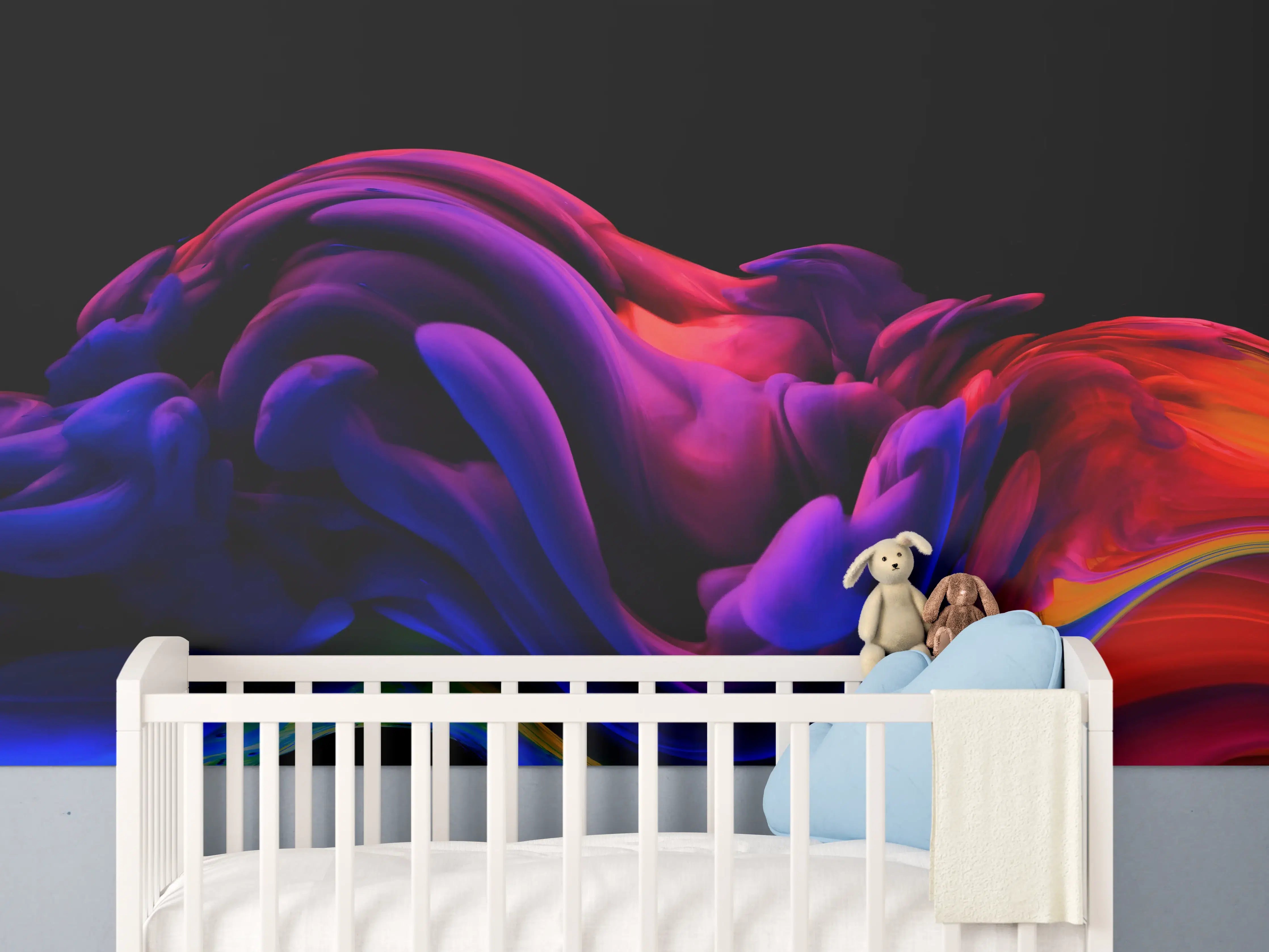 Babyzimmer Wandgestaltung - Farbexplosion Abstrakt Design