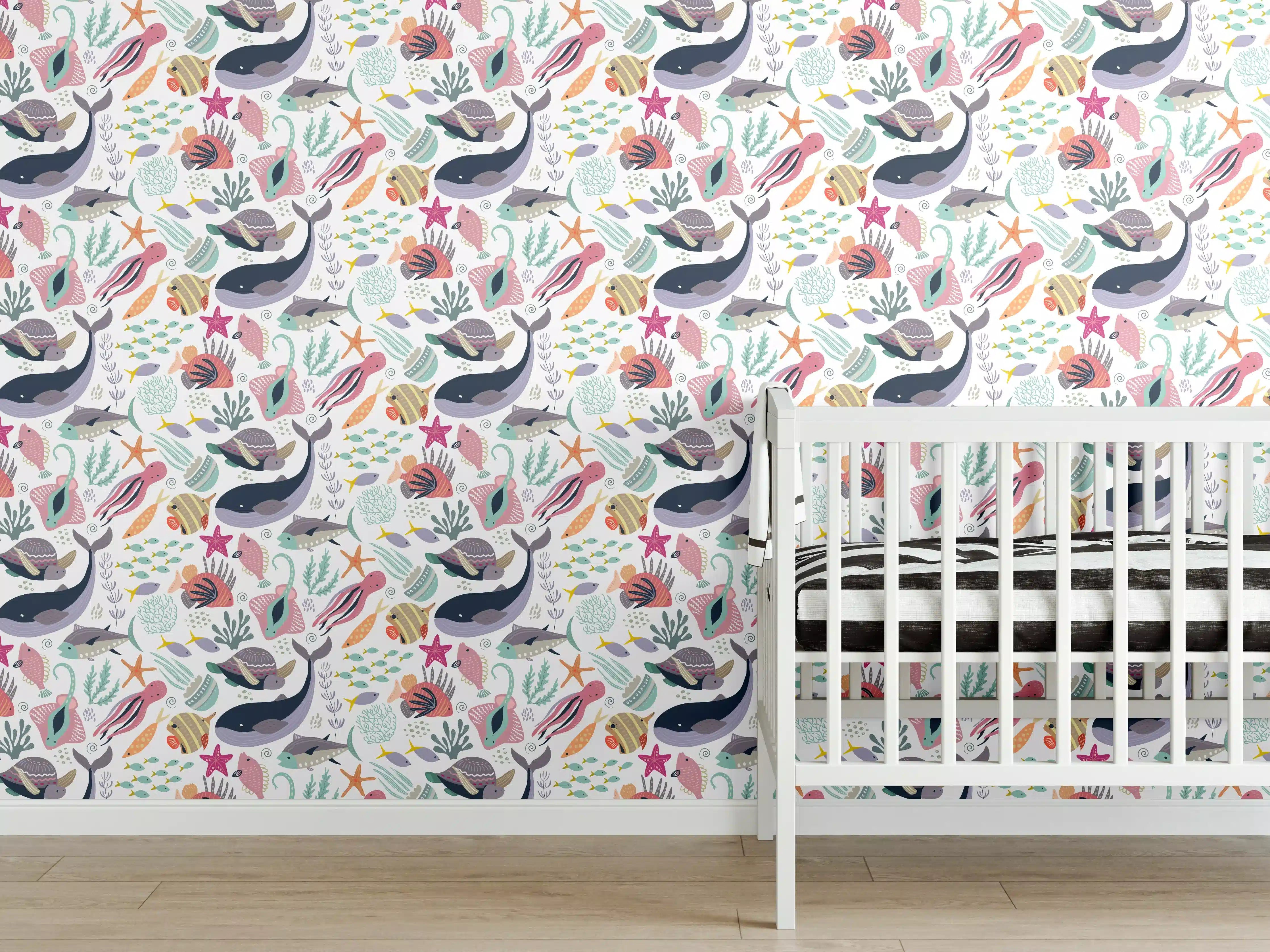 Babyzimmer Wandgestaltung - Farbige Musterwelt