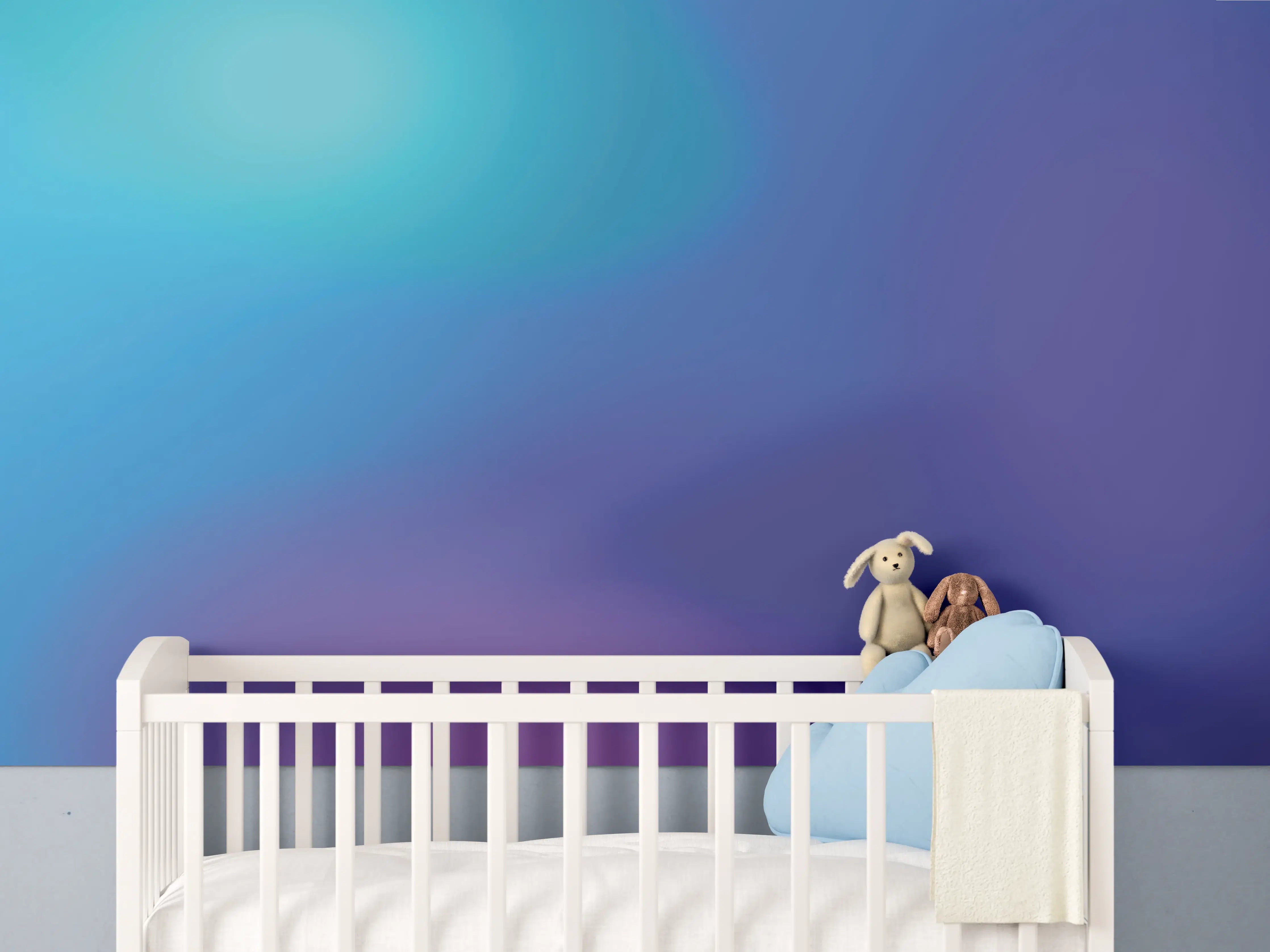 Babyzimmer Wandgestaltung - Farbverlauf in Blau-Lila