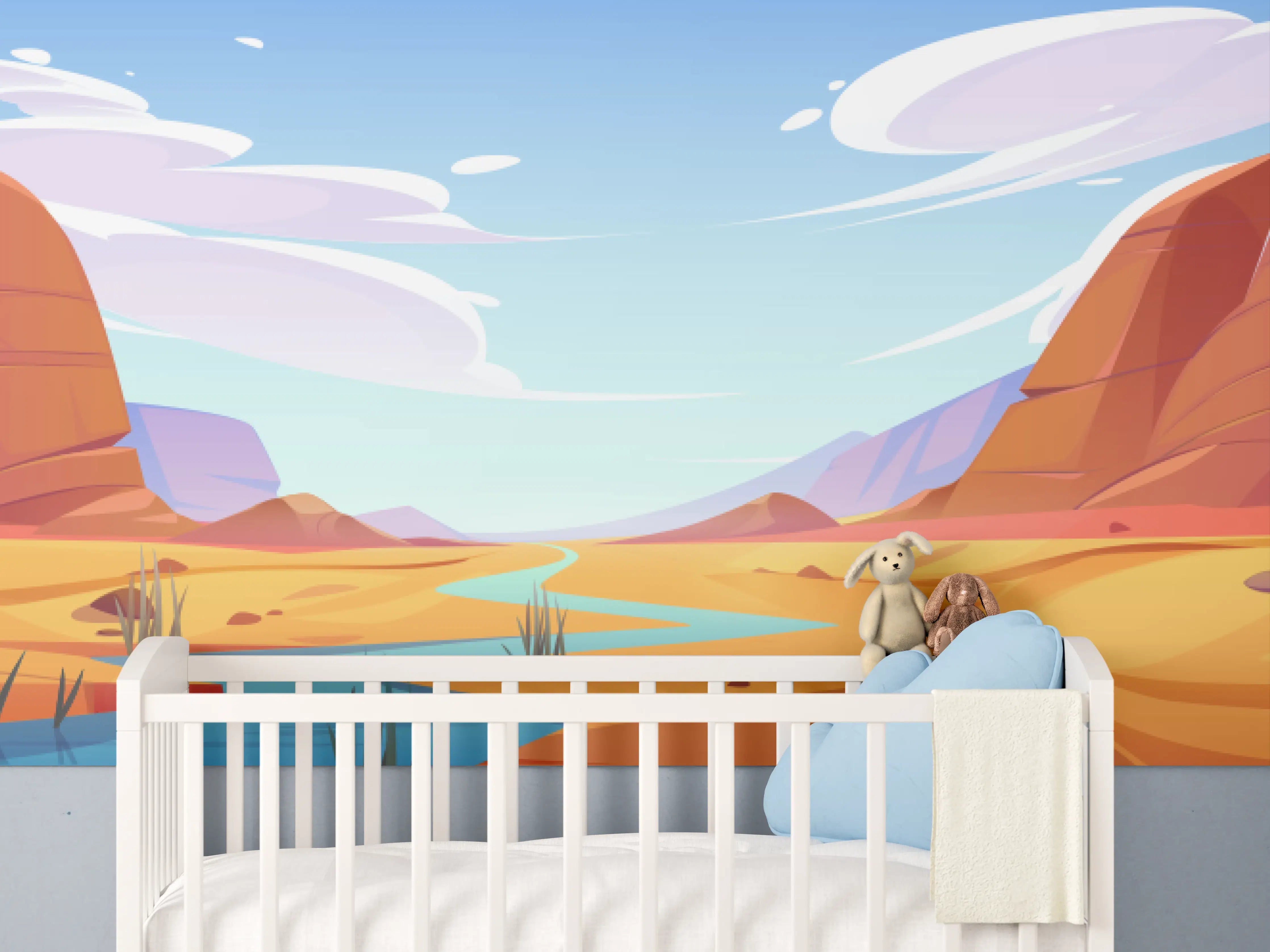 Babyzimmer Wandgestaltung - Faszinierende Wüstenlandschaft mit Fluss