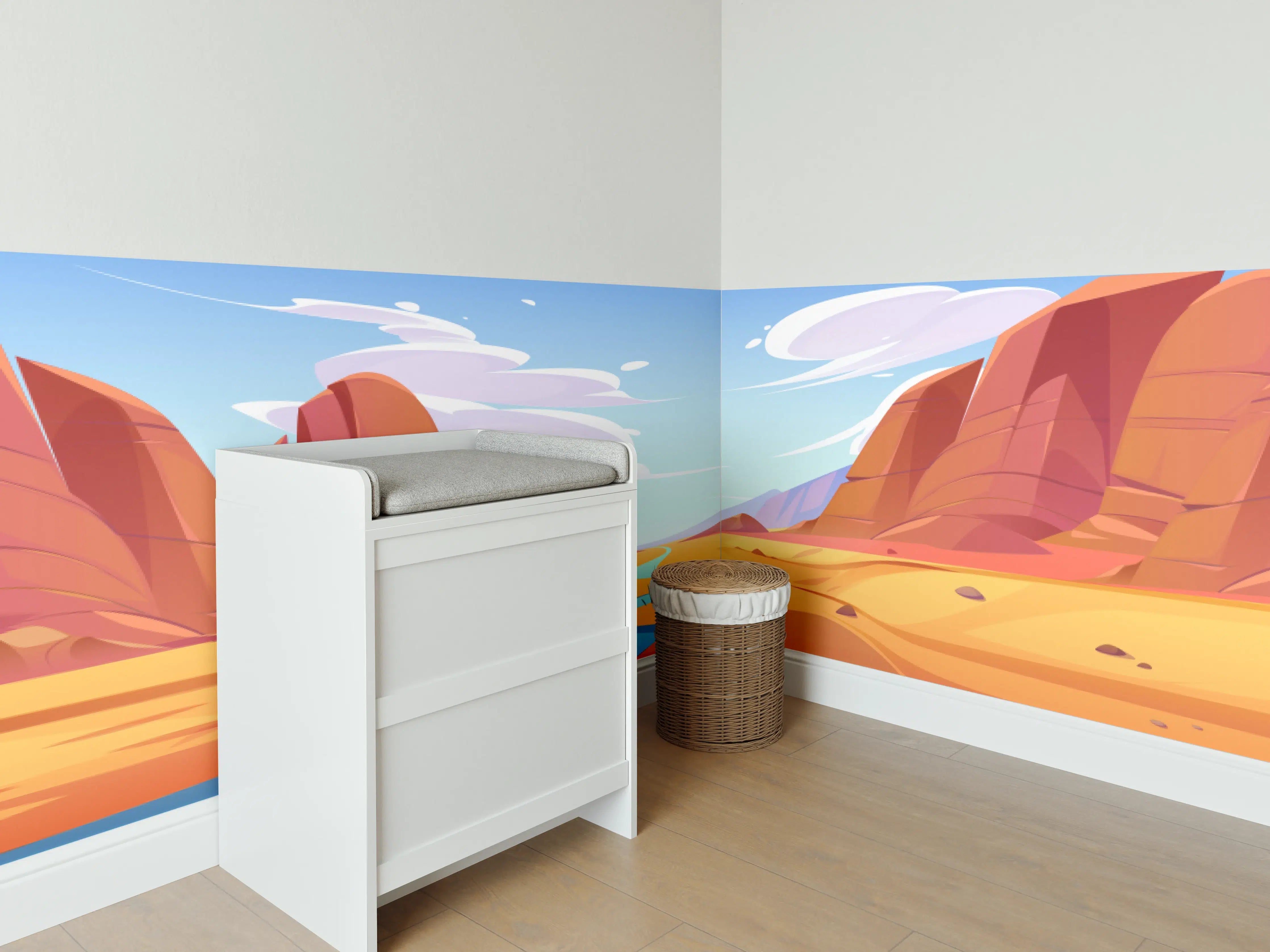 Babyzimmer Wandgestaltung - Faszinierende Wüstenlandschaft mit Fluss
