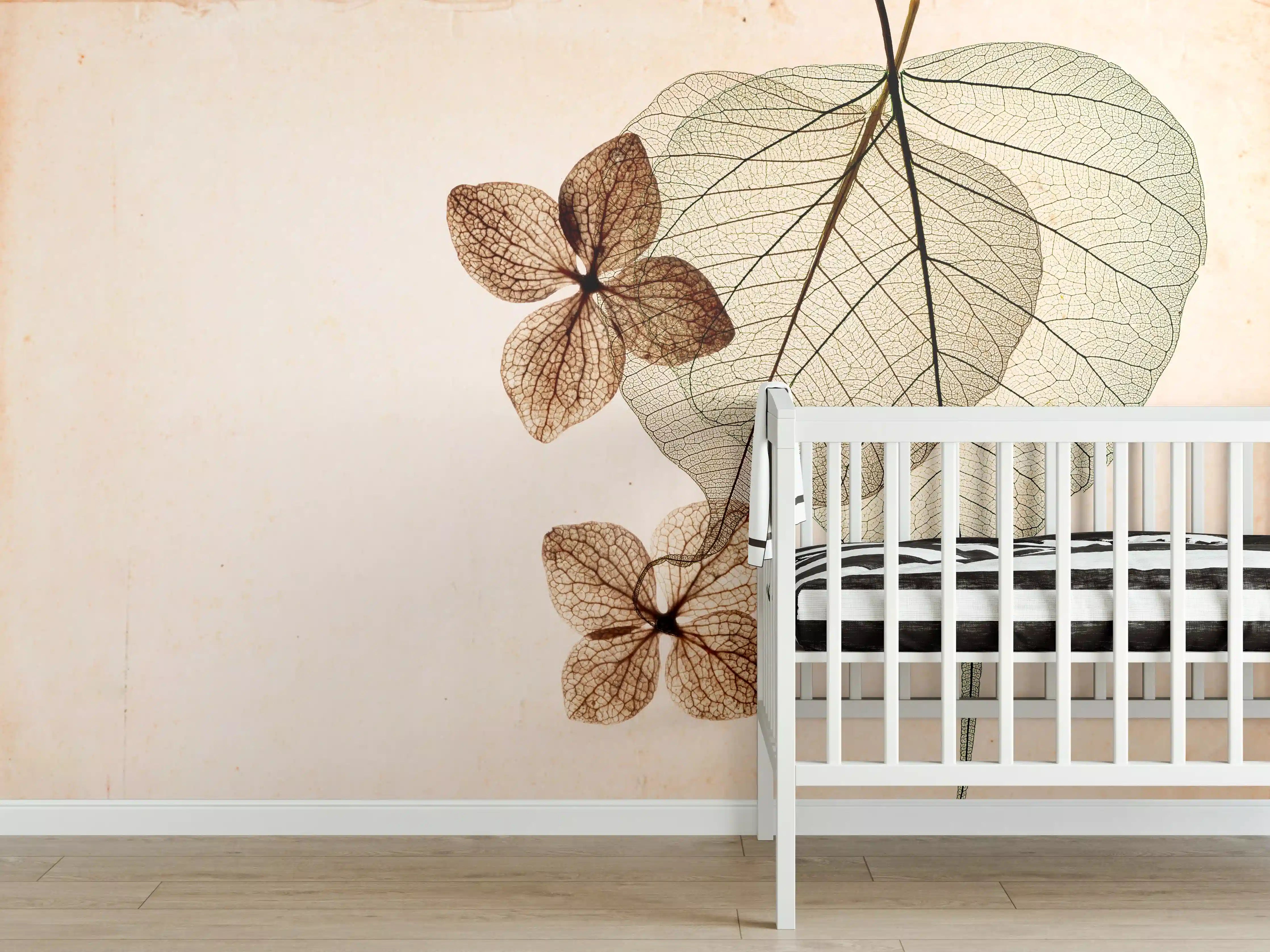 Babyzimmer Wandgestaltung - Feine Blattvenen Makrofotografie