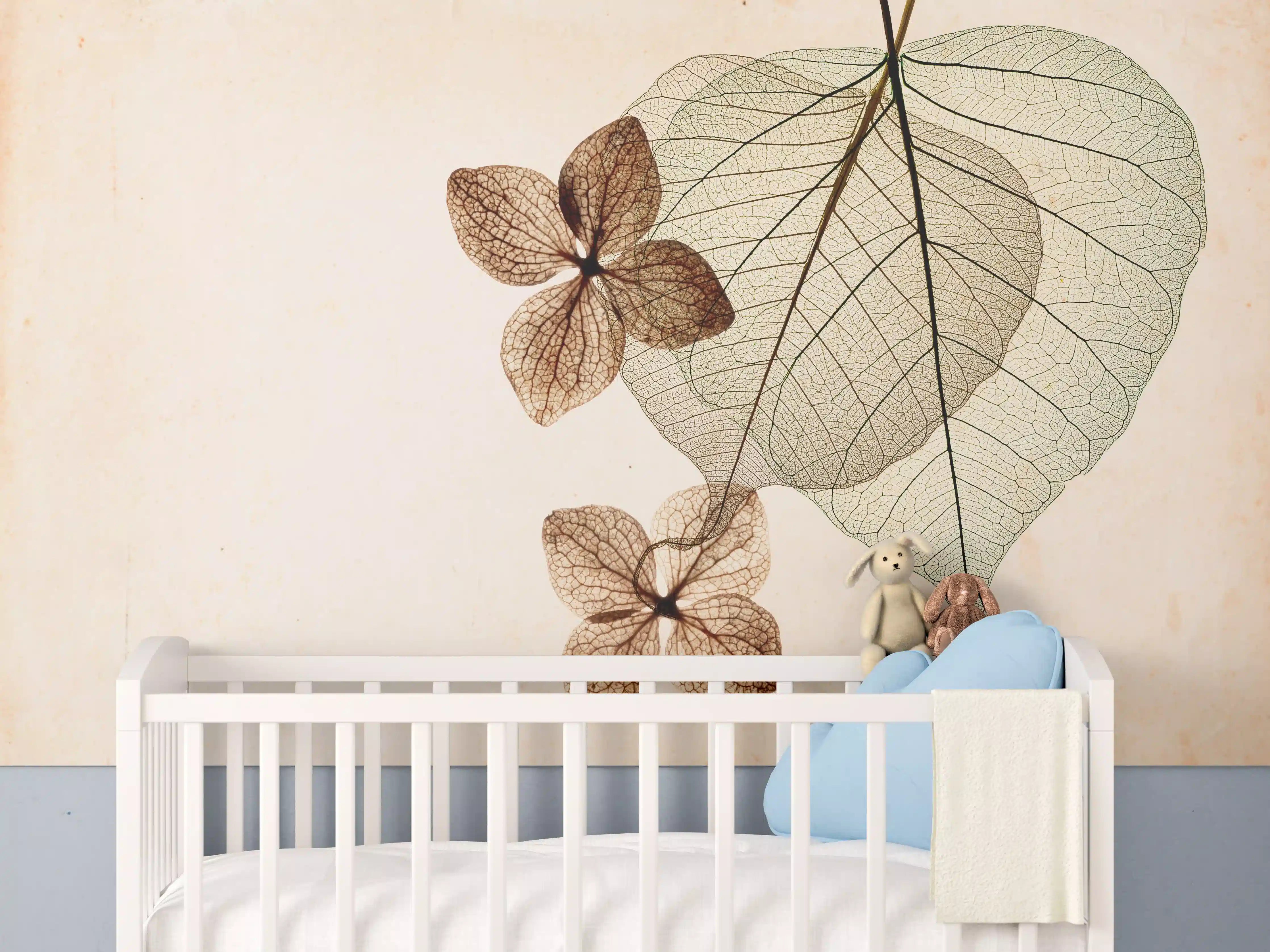 Babyzimmer Wandgestaltung - Feine Blattvenen Makrofotografie