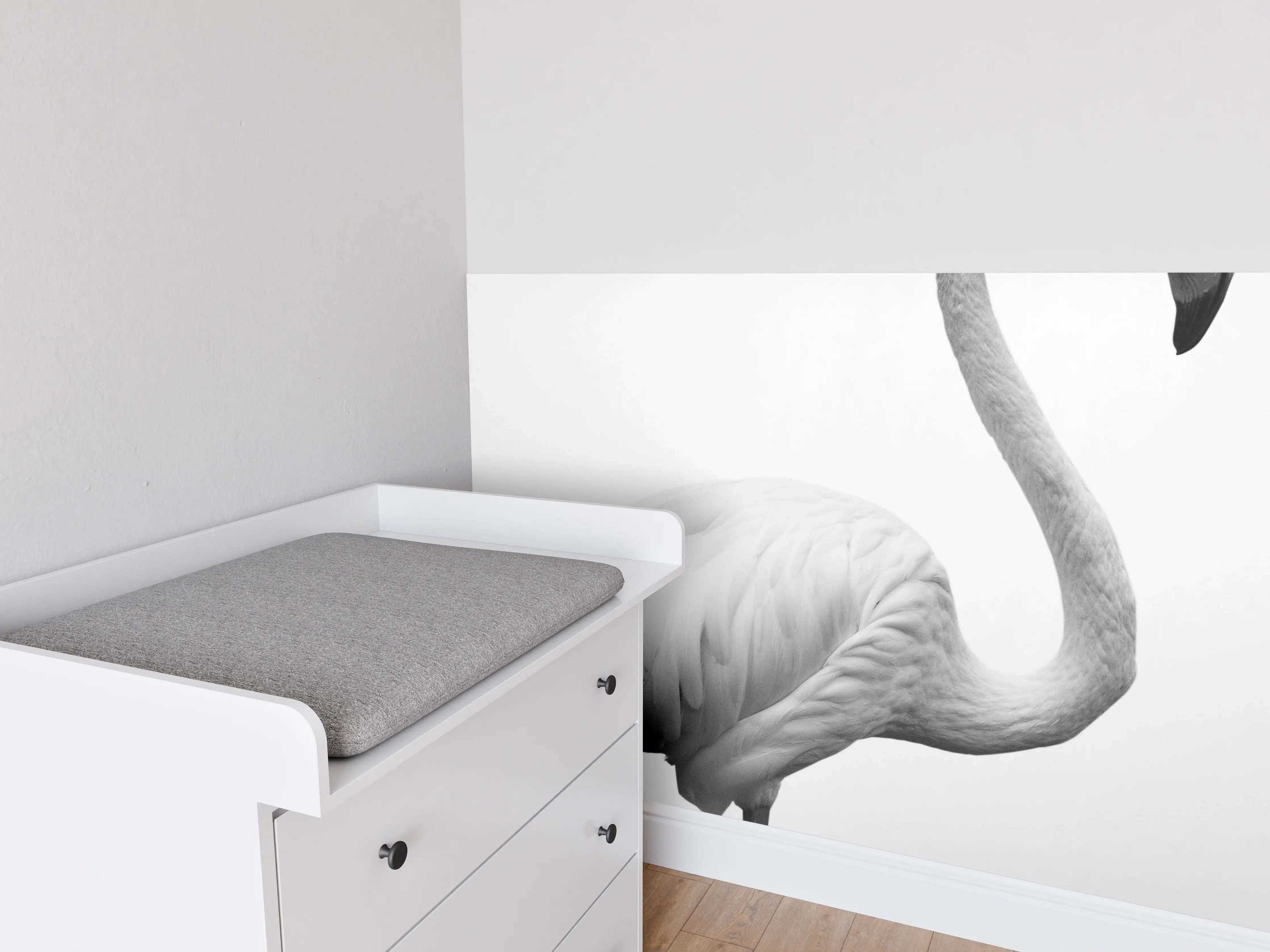 Babyzimmer Wandgestaltung - Flamingo - schwarz-weiß