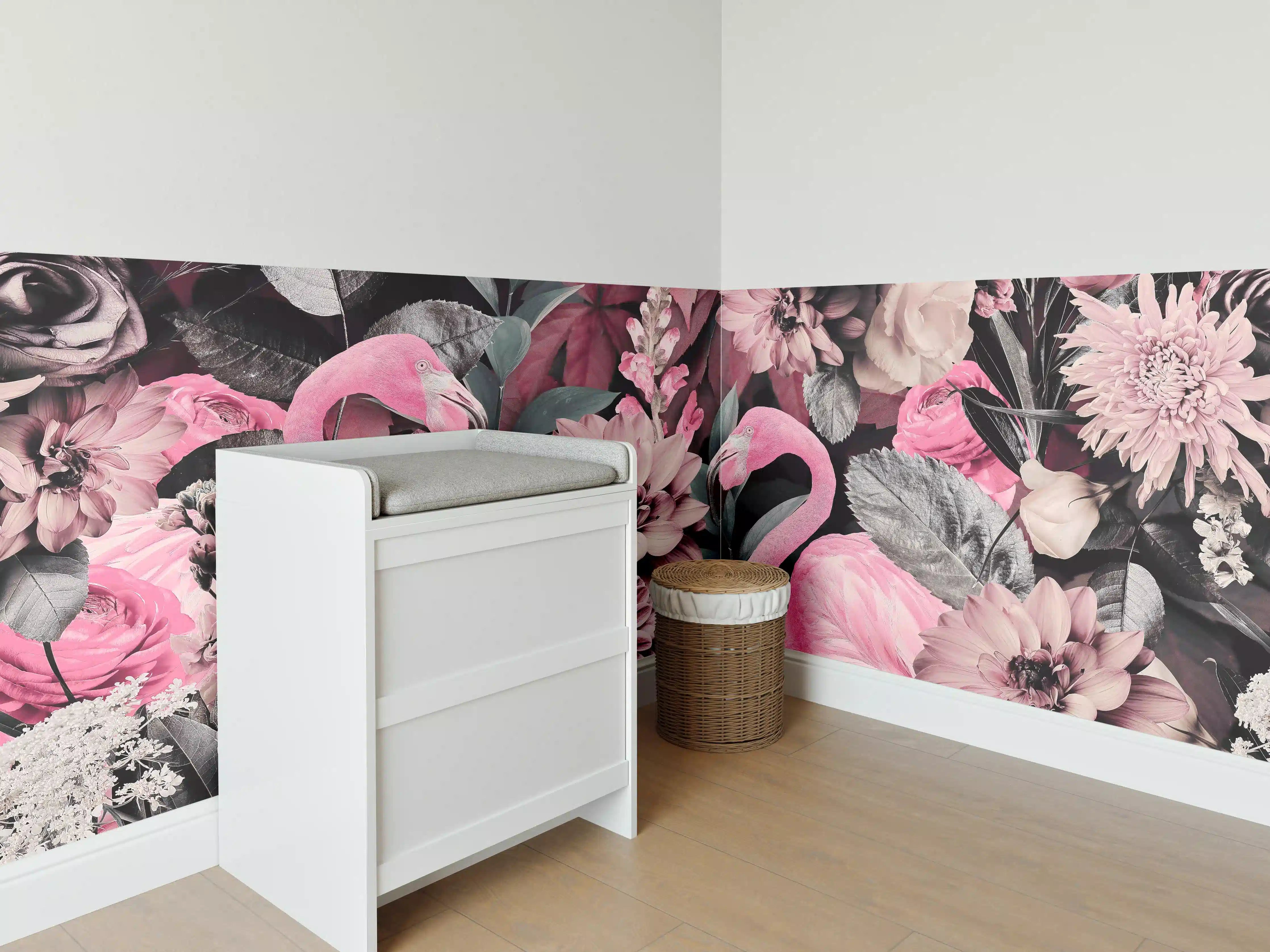 Babyzimmer Wandgestaltung - Flamingo Garten - Floral