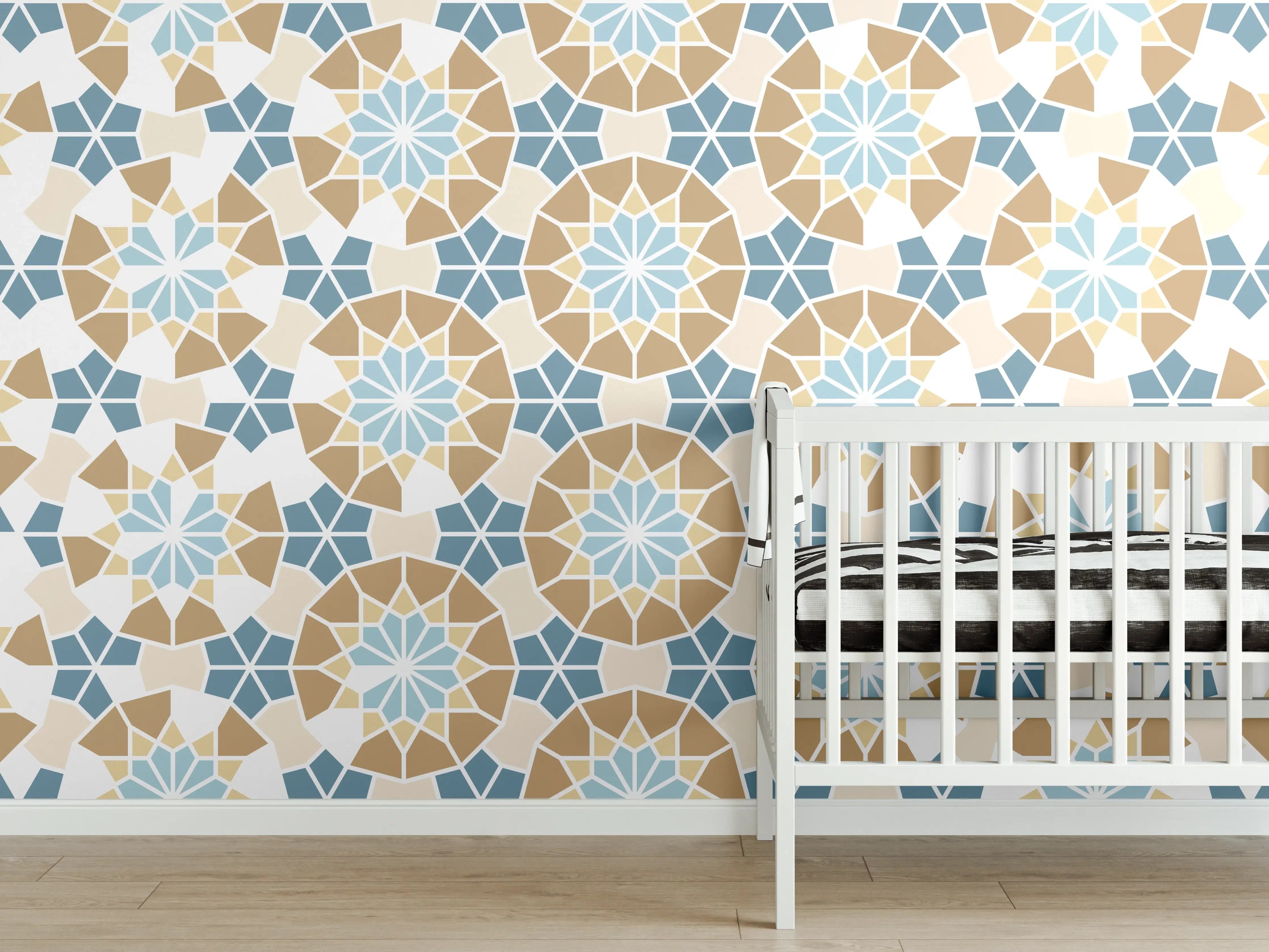 Babyzimmer Wandgestaltung - Fliesen eckige Geometrie