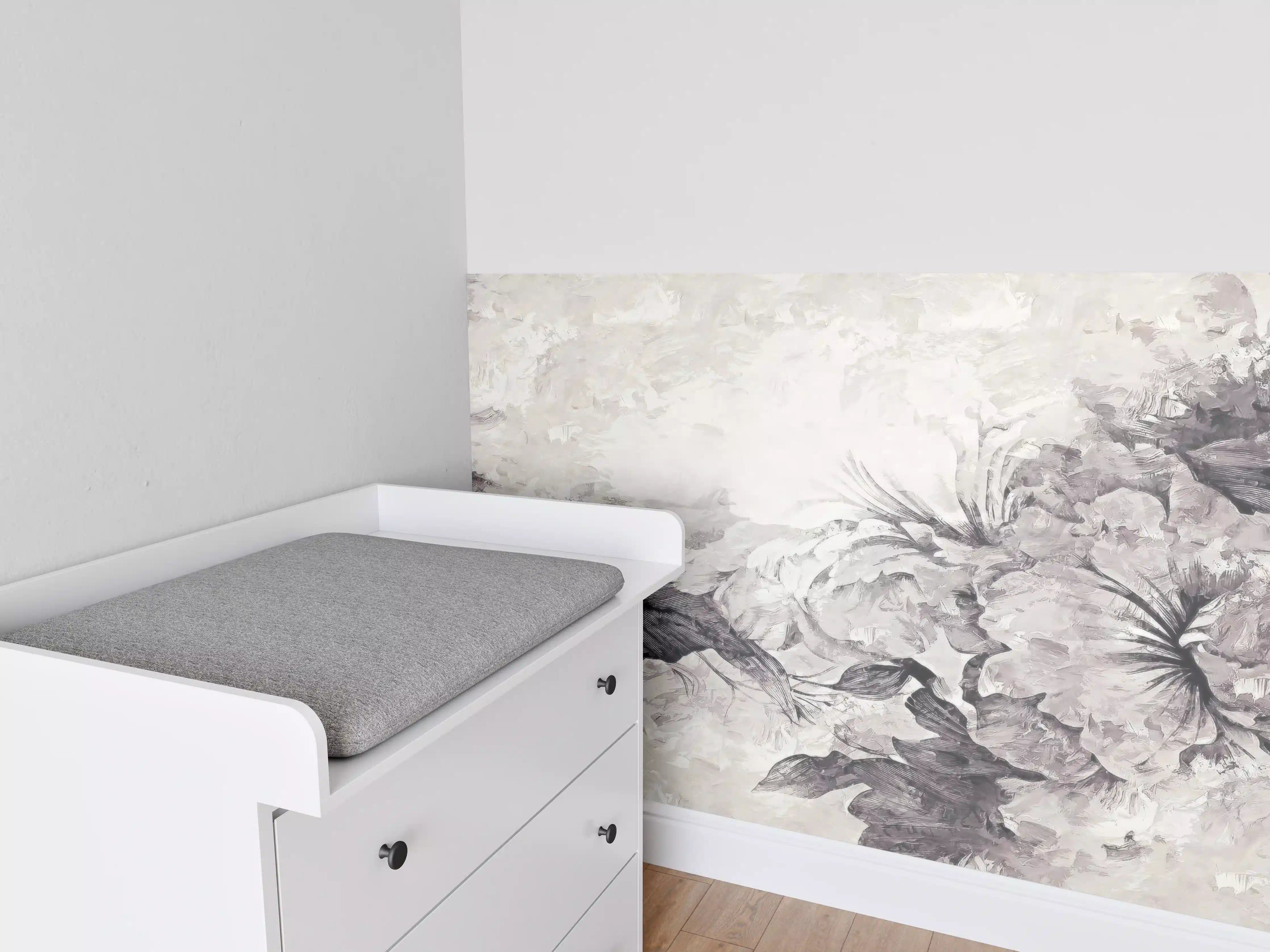 Babyzimmer Wandgestaltung - Floral Grau Abstrakte Textur