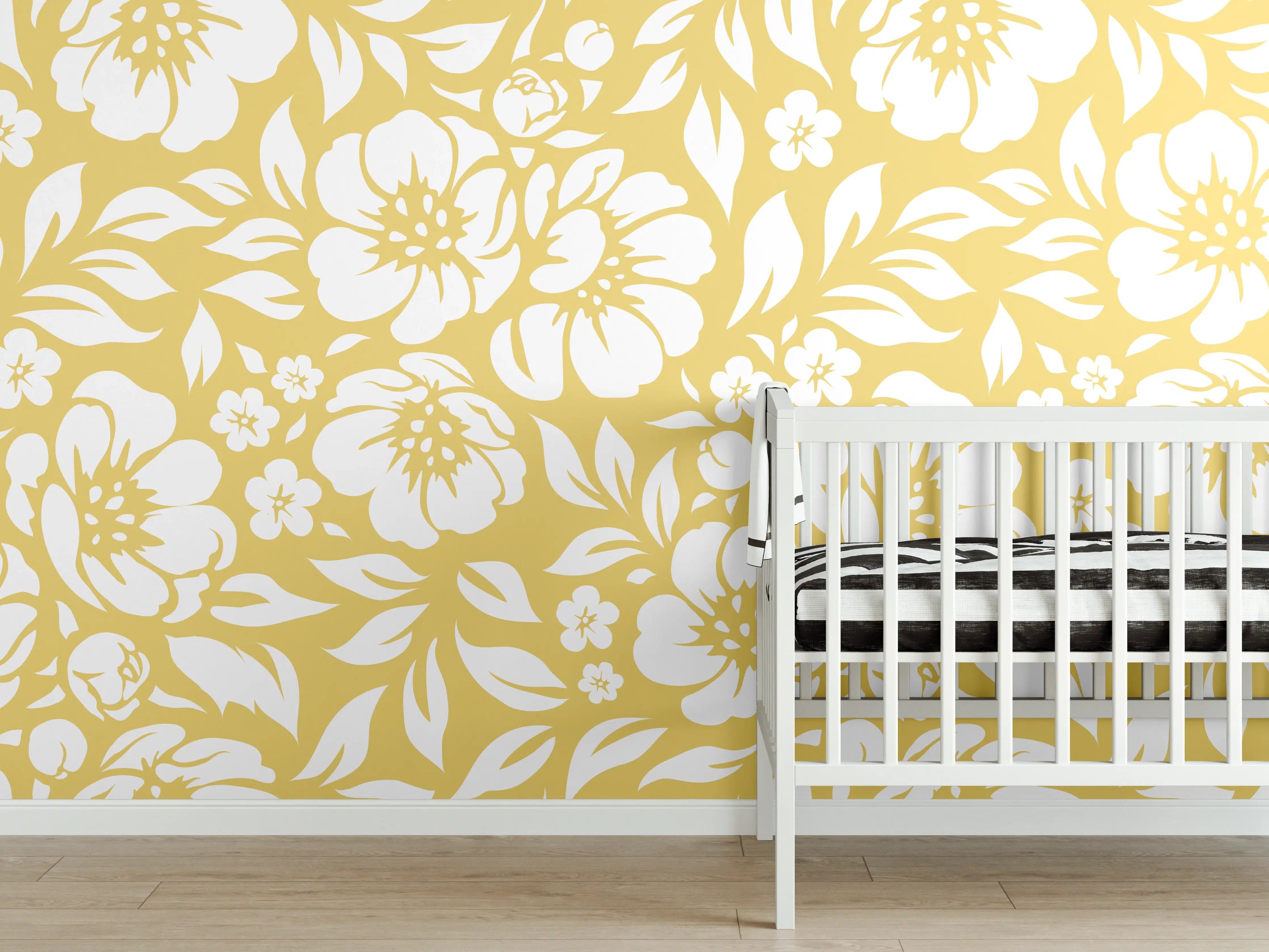 Babyzimmer Wandgestaltung - Florale Gold-Details für elegante Räume