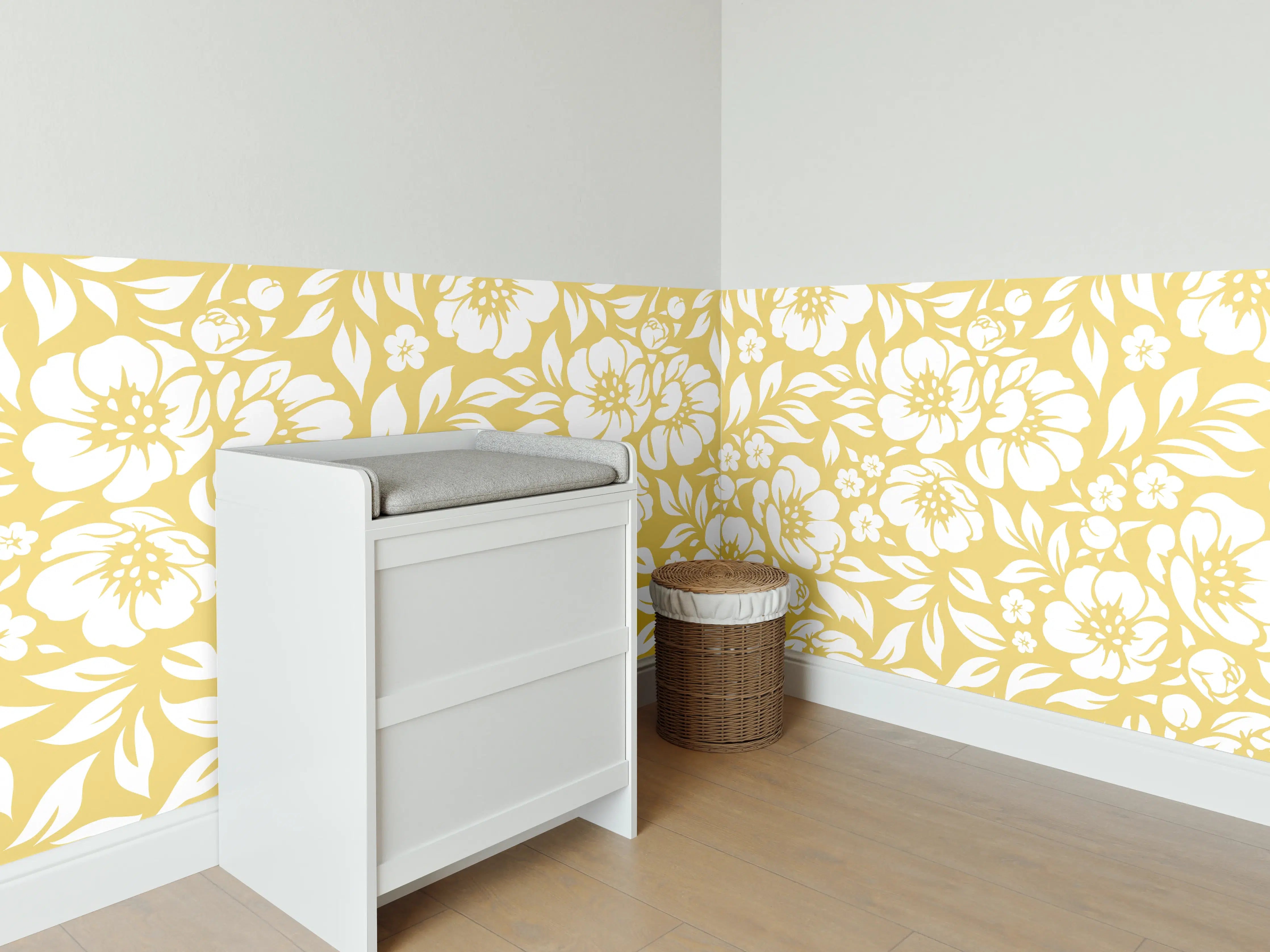 Babyzimmer Wandgestaltung - Florale Gold-Details für elegante Räume