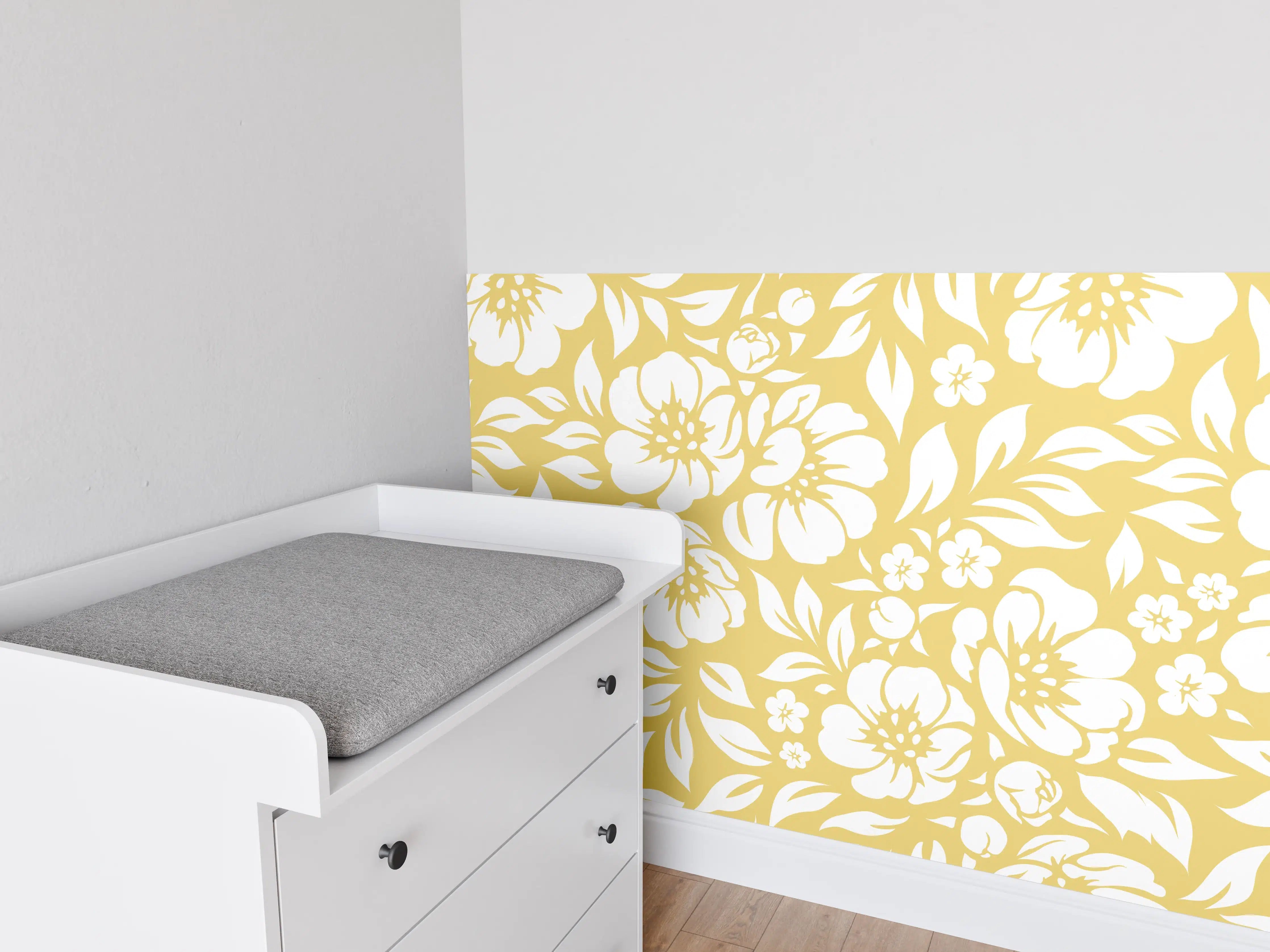 Babyzimmer Wandgestaltung - Florale Gold-Details für elegante Räume
