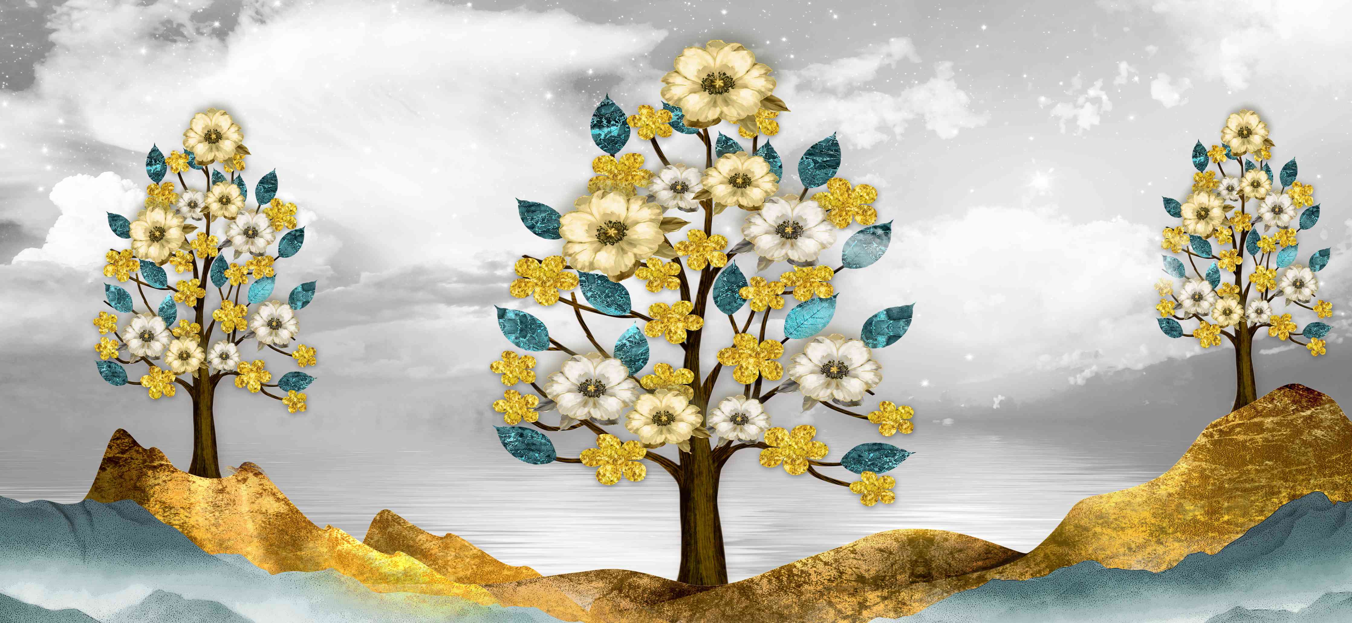 Babyzimmer Wandgestaltung-Florale Kunstmalerei - Natur