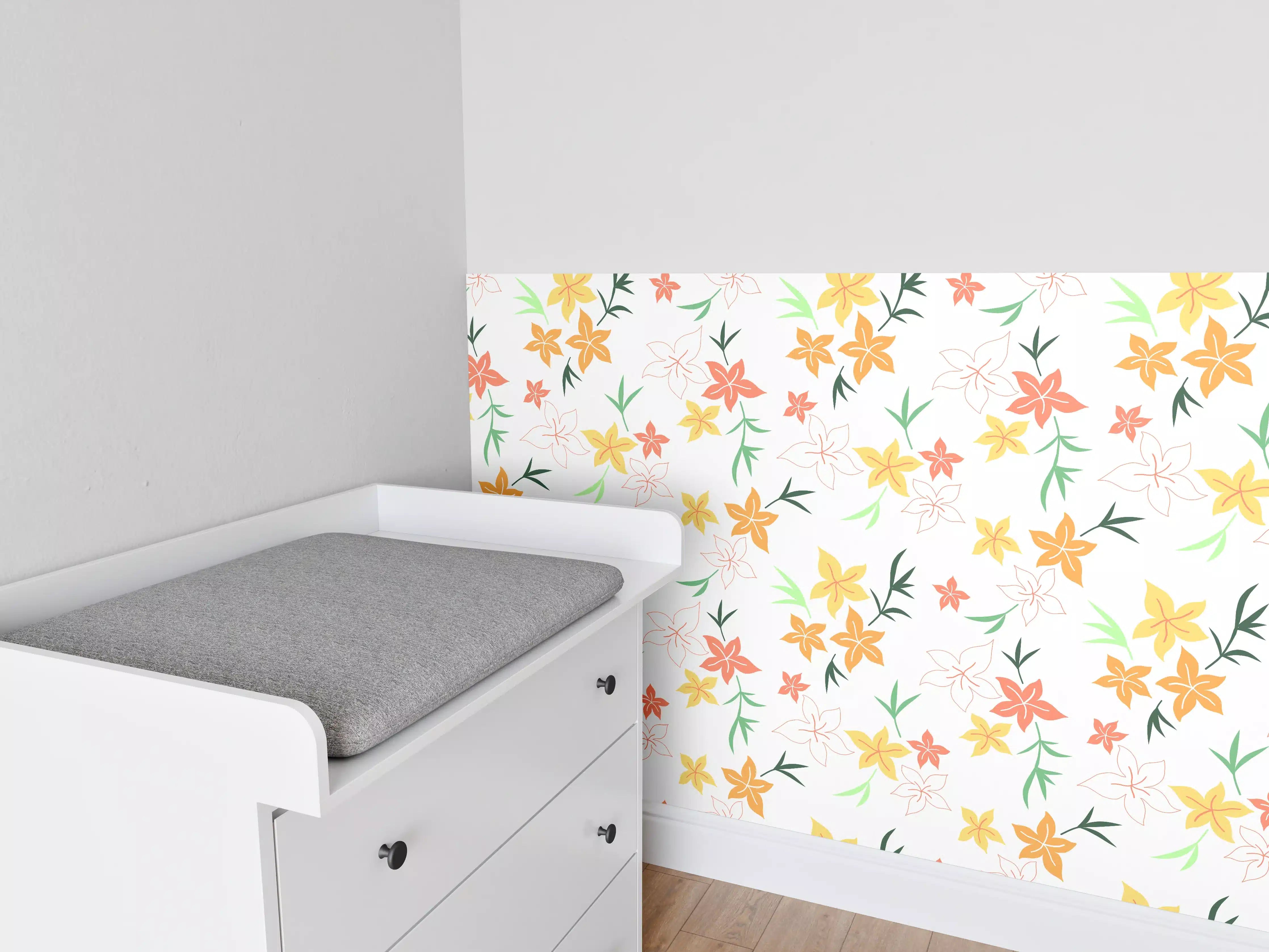 Babyzimmer Wandgestaltung - Florale Muster in Pastellfarben