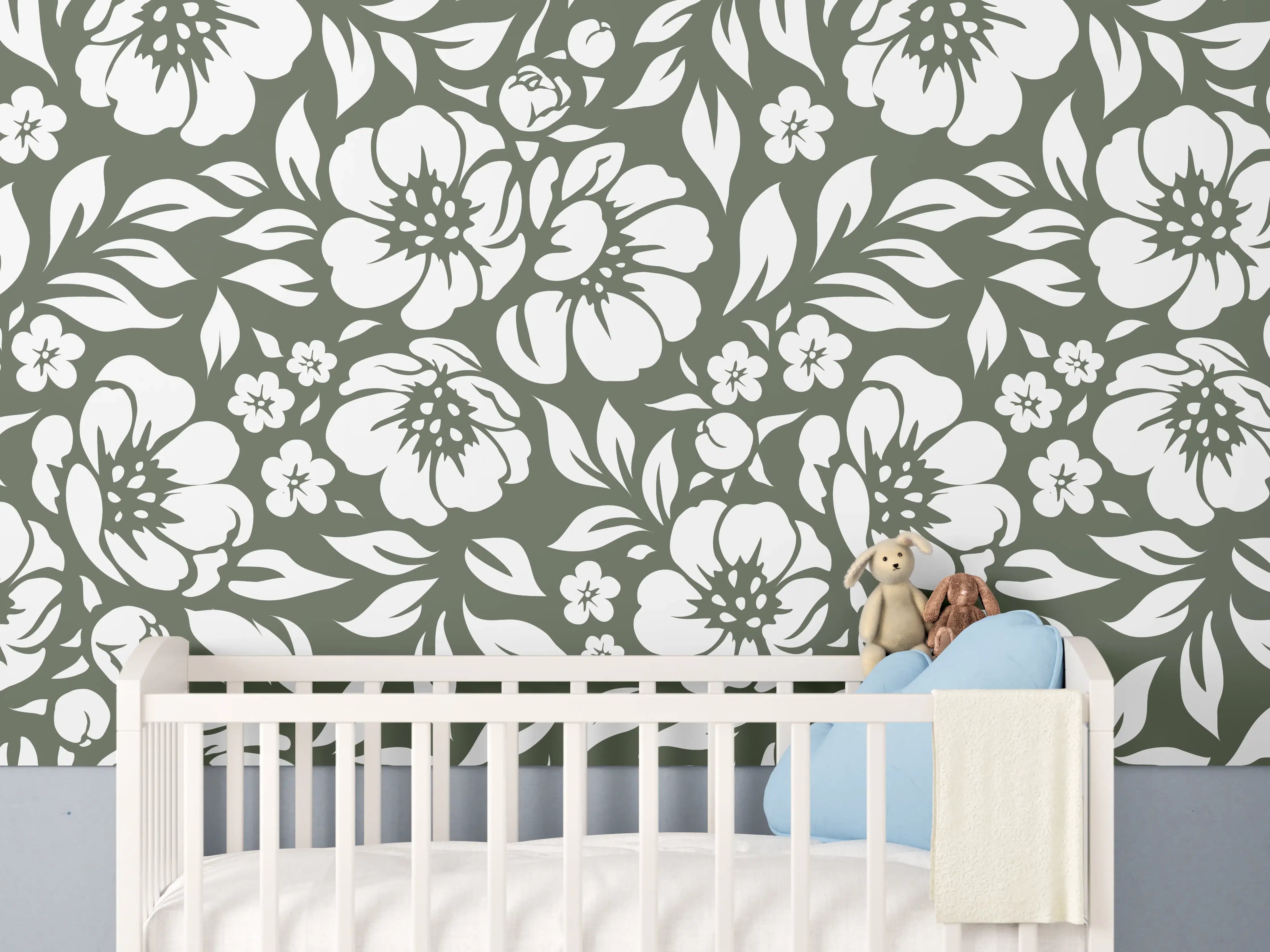 Babyzimmer Wandgestaltung - Florale Wanddekoration