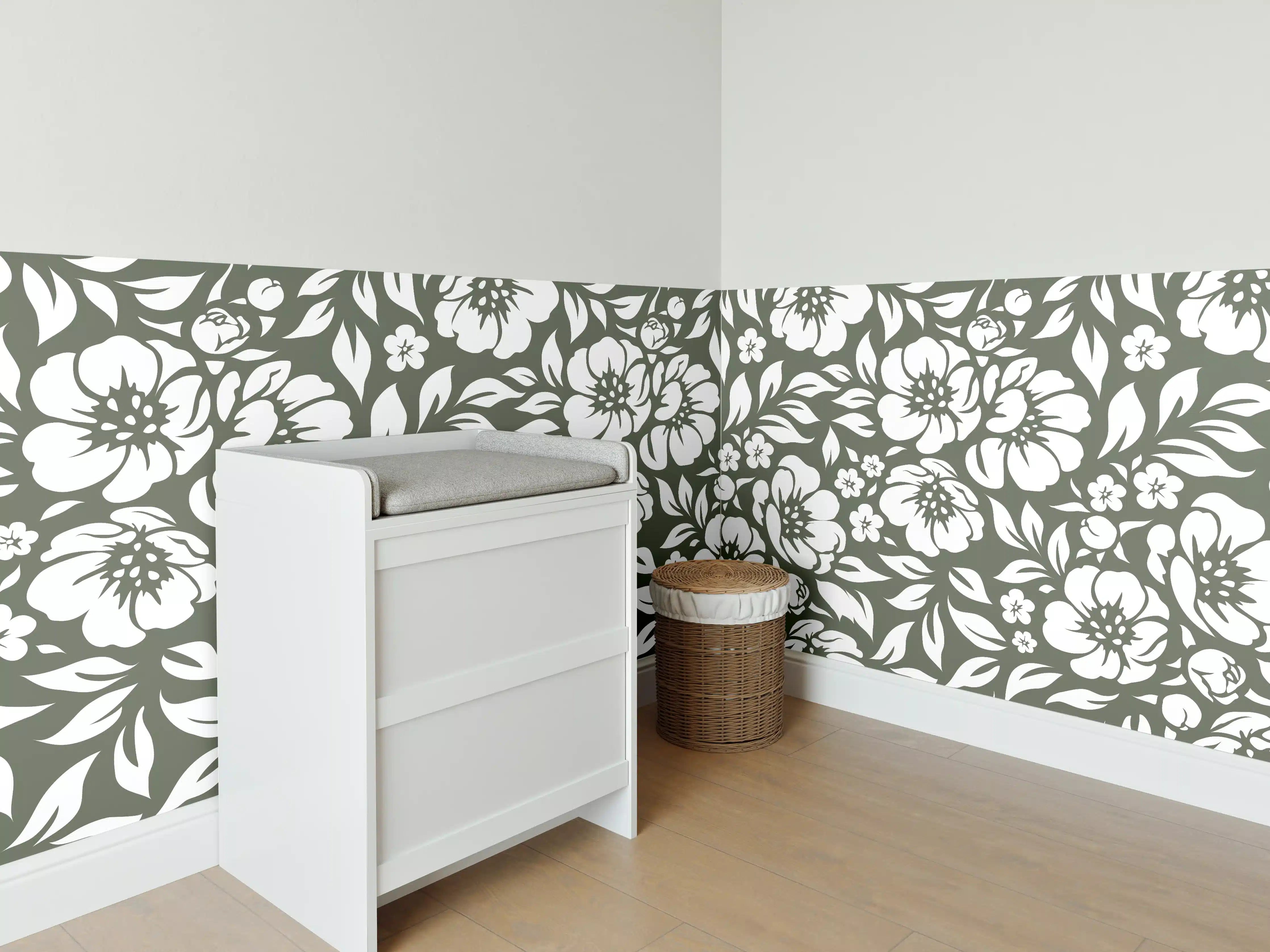 Babyzimmer Wandgestaltung - Florale Wanddekoration