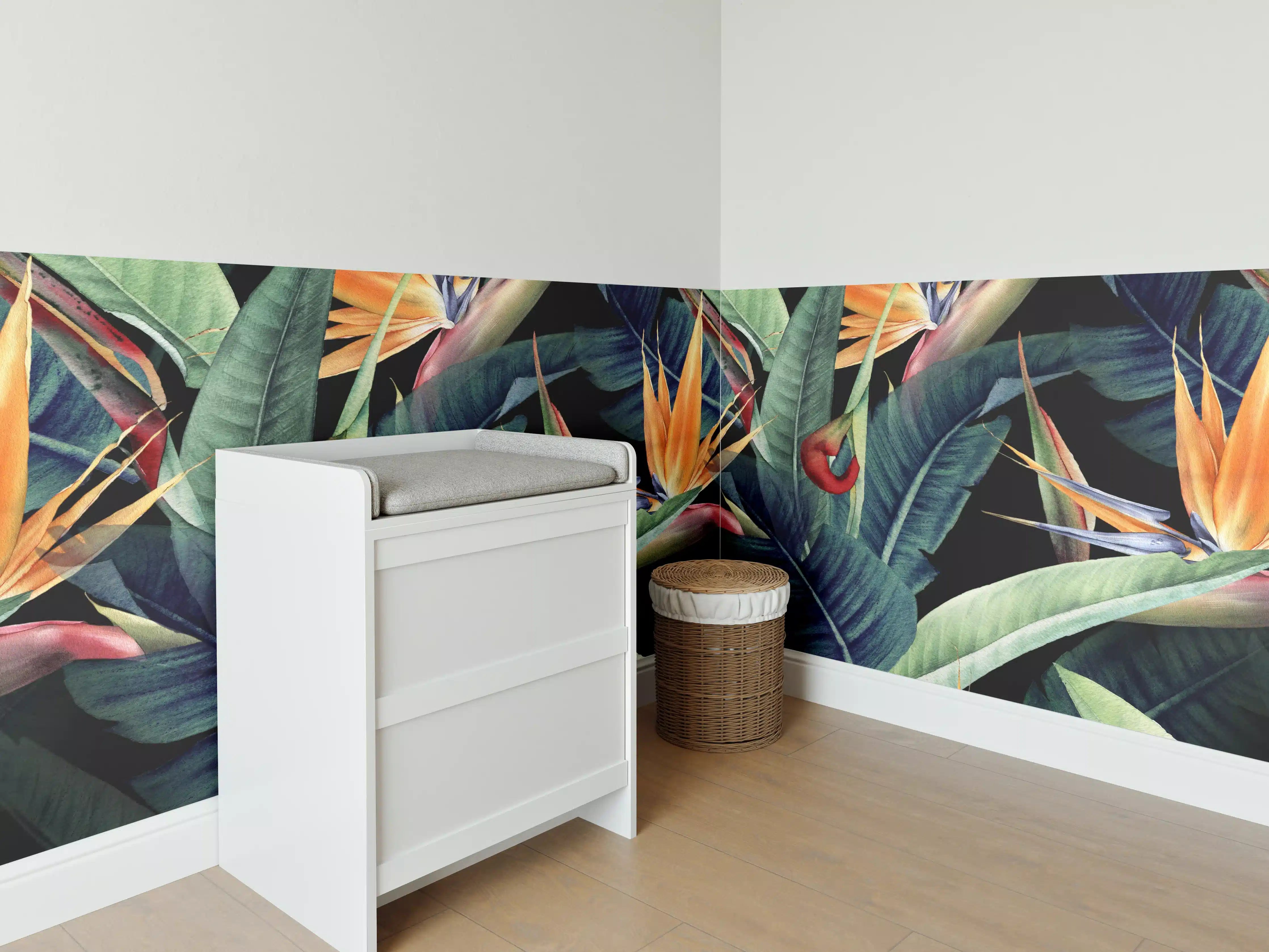 Babyzimmer Wandgestaltung - Florales Blätter Muster