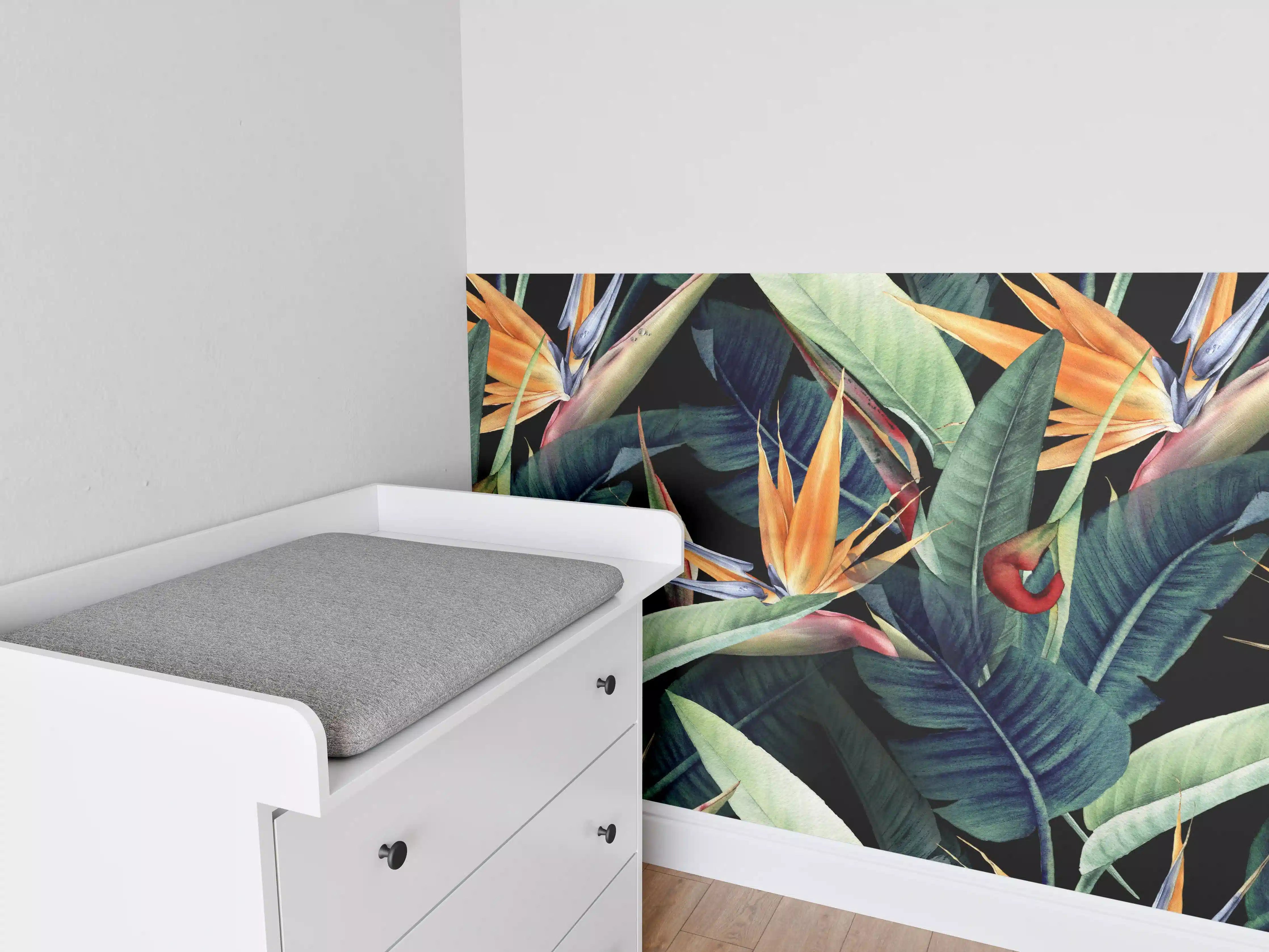 Babyzimmer Wandgestaltung - Florales Blätter Muster