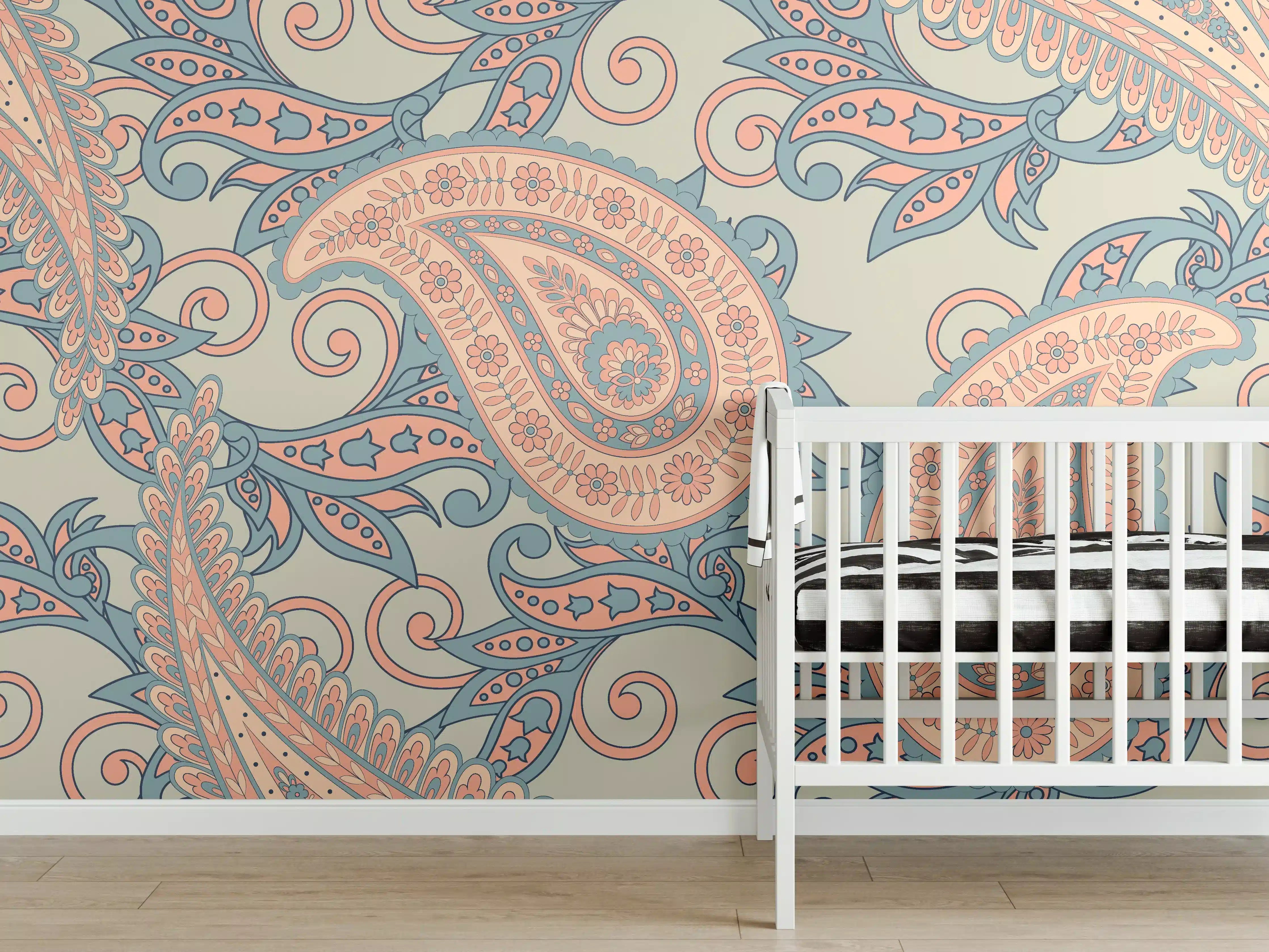 Babyzimmer Wandgestaltung - Florales Design - orientalisches Muster