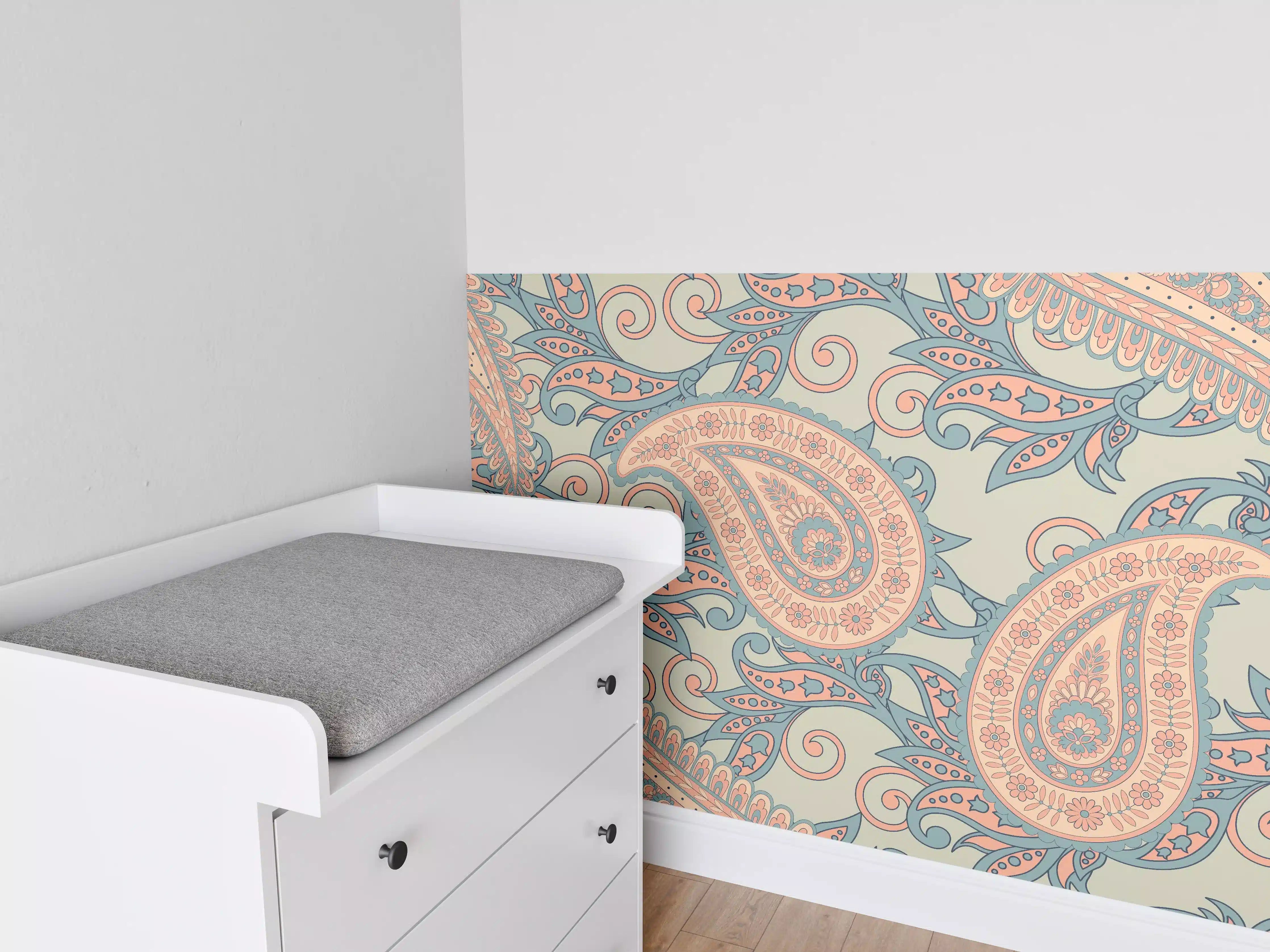 Babyzimmer Wandgestaltung - Florales Design - orientalisches Muster
