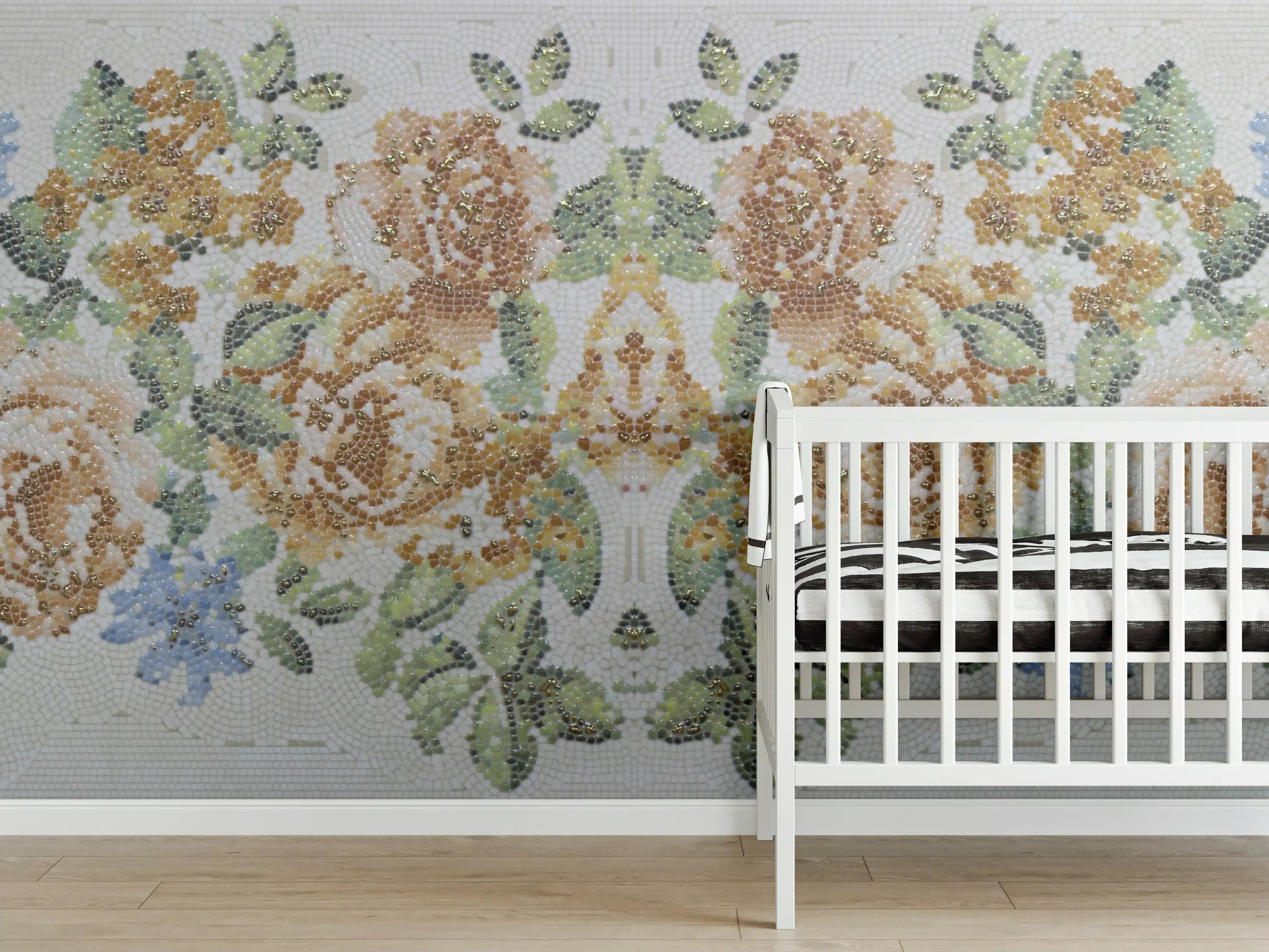 Babyzimmer Wandgestaltung - Florales Muster Design Textur