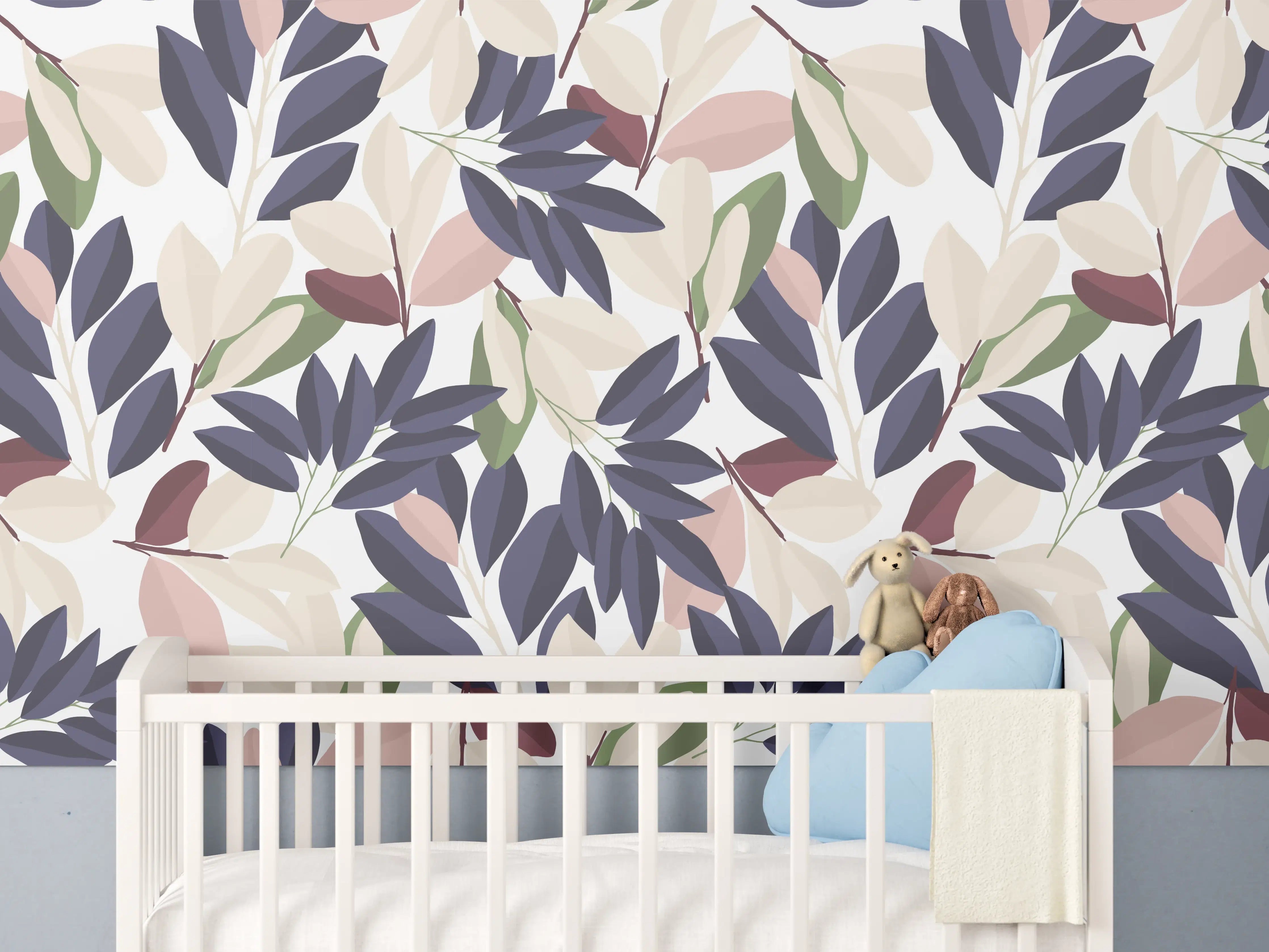 Babyzimmer Wandgestaltung - Florales Muster Pastellfarben