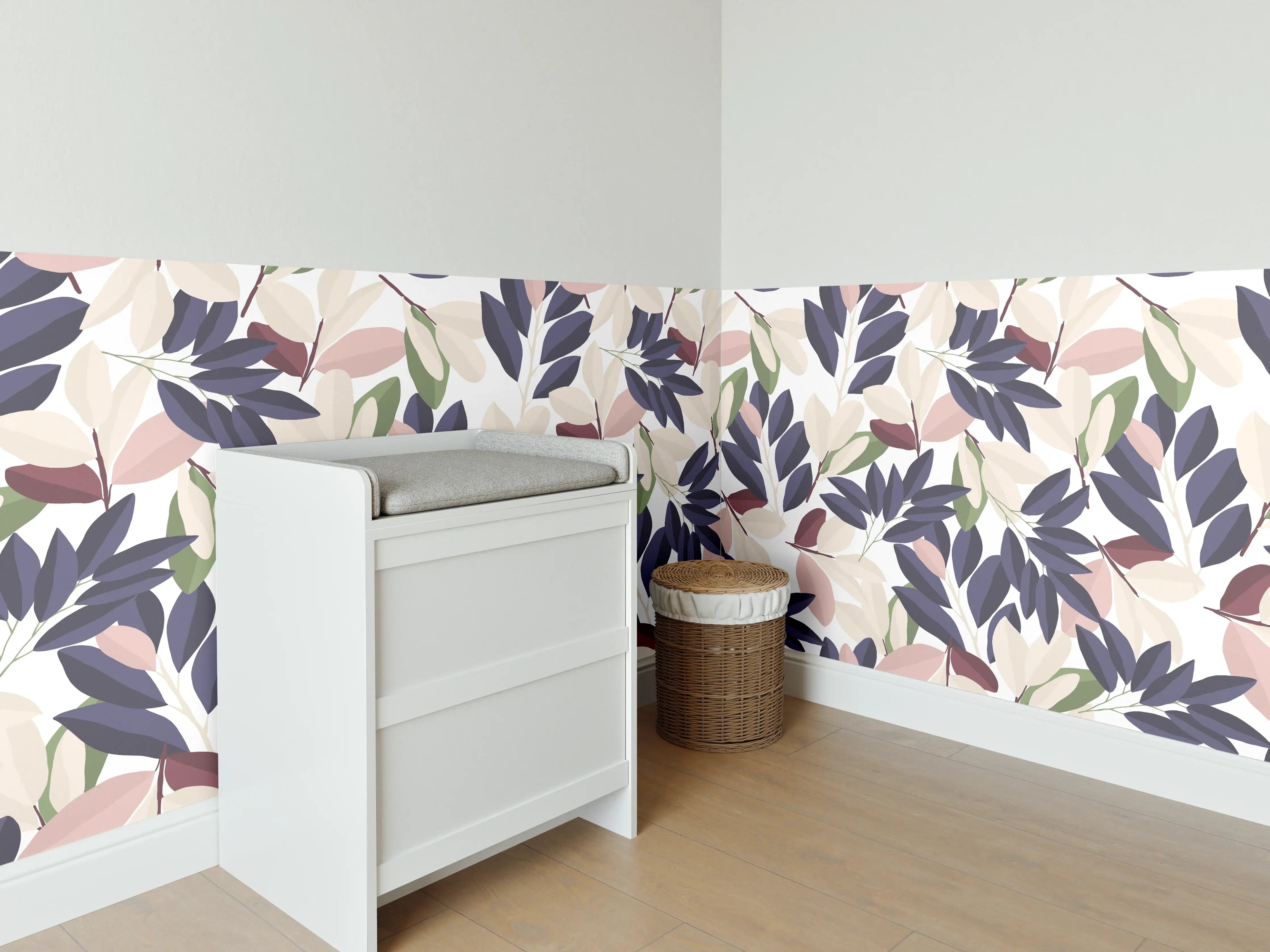 Babyzimmer Wandgestaltung - Florales Muster Pastellfarben
