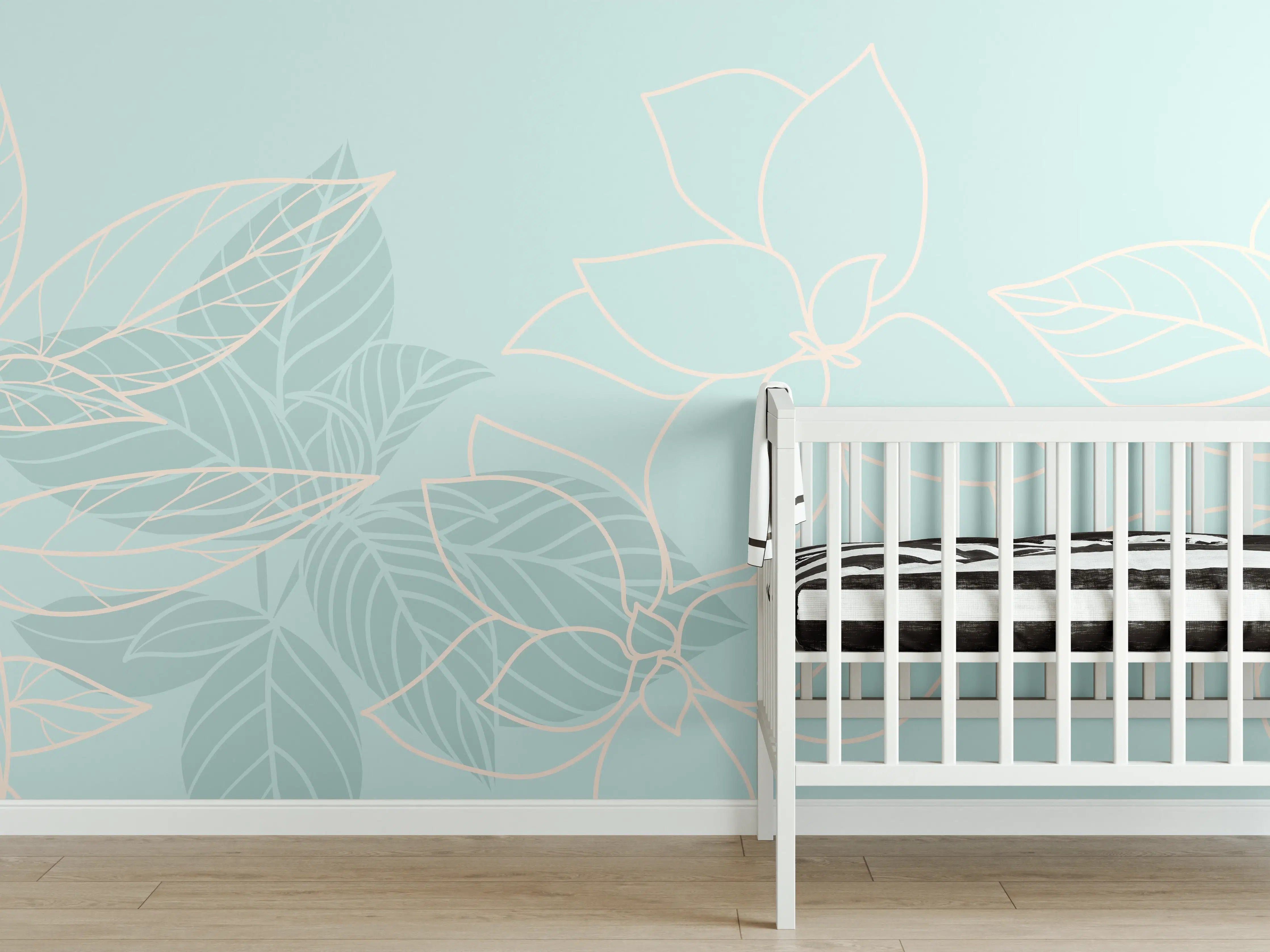 Babyzimmer Wandgestaltung - Florales Muster in Pastelltönen