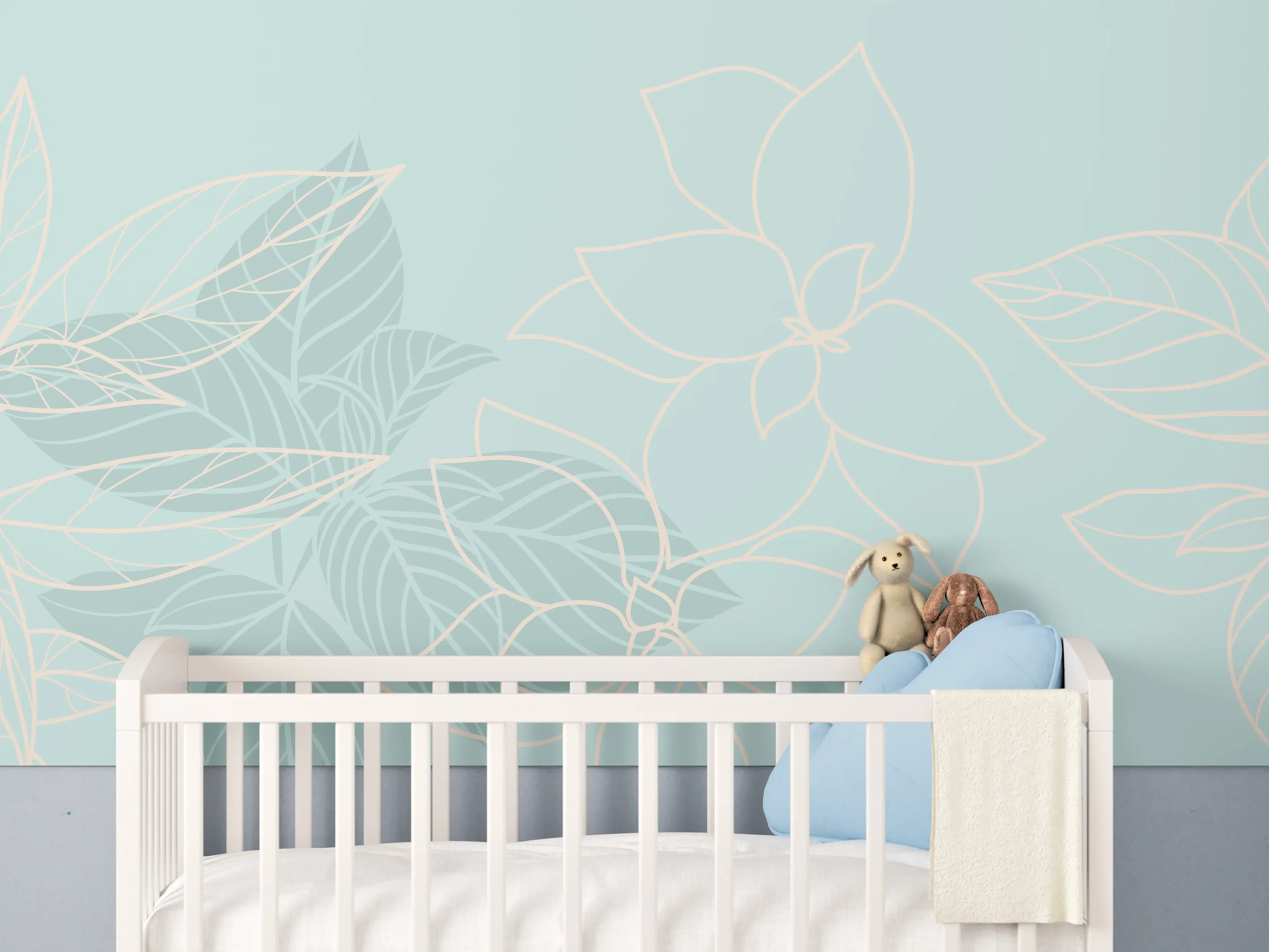 Babyzimmer Wandgestaltung - Florales Muster in Pastelltönen