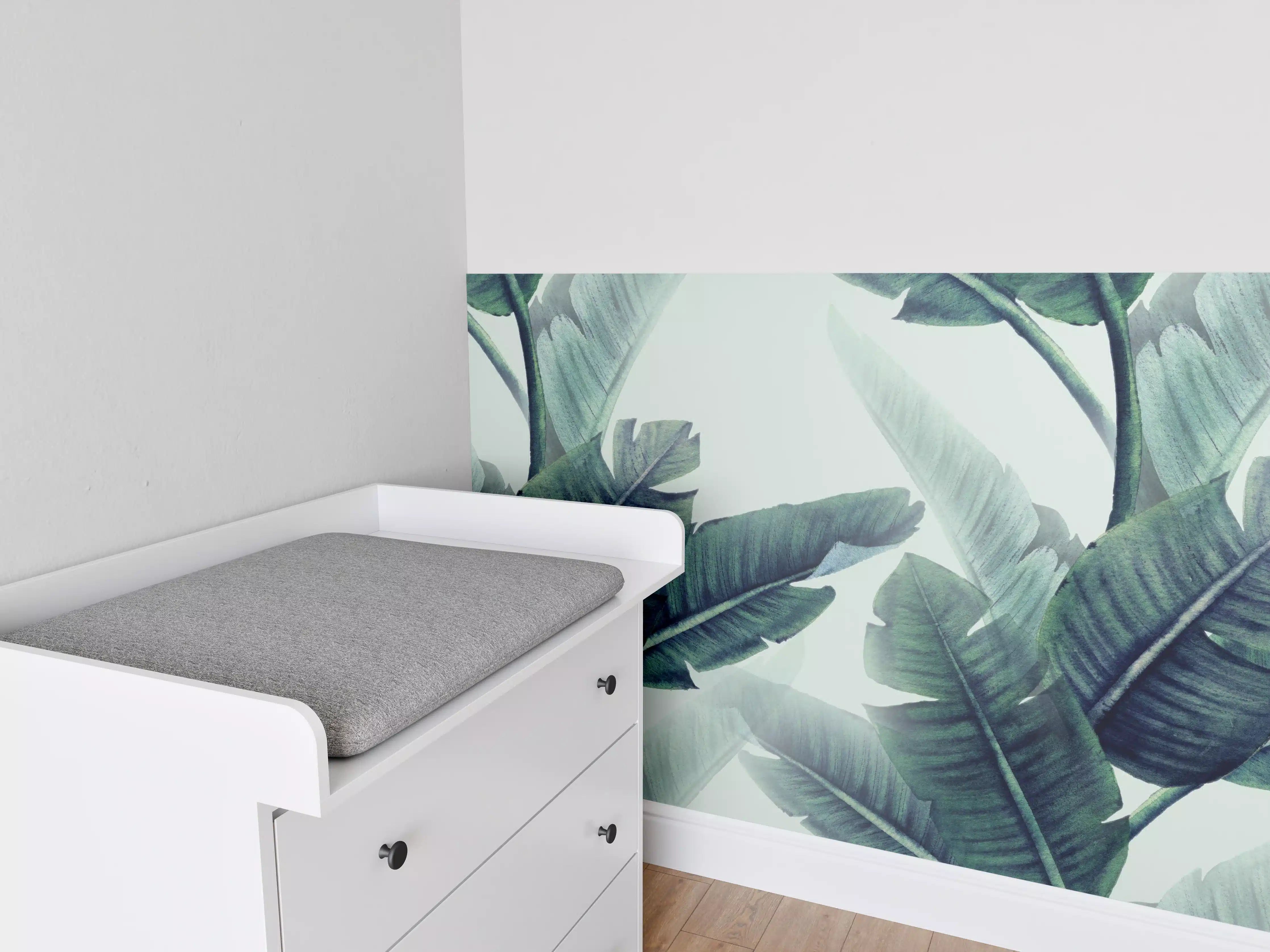 Babyzimmer Wandgestaltung - Florales Muster mit Blättern