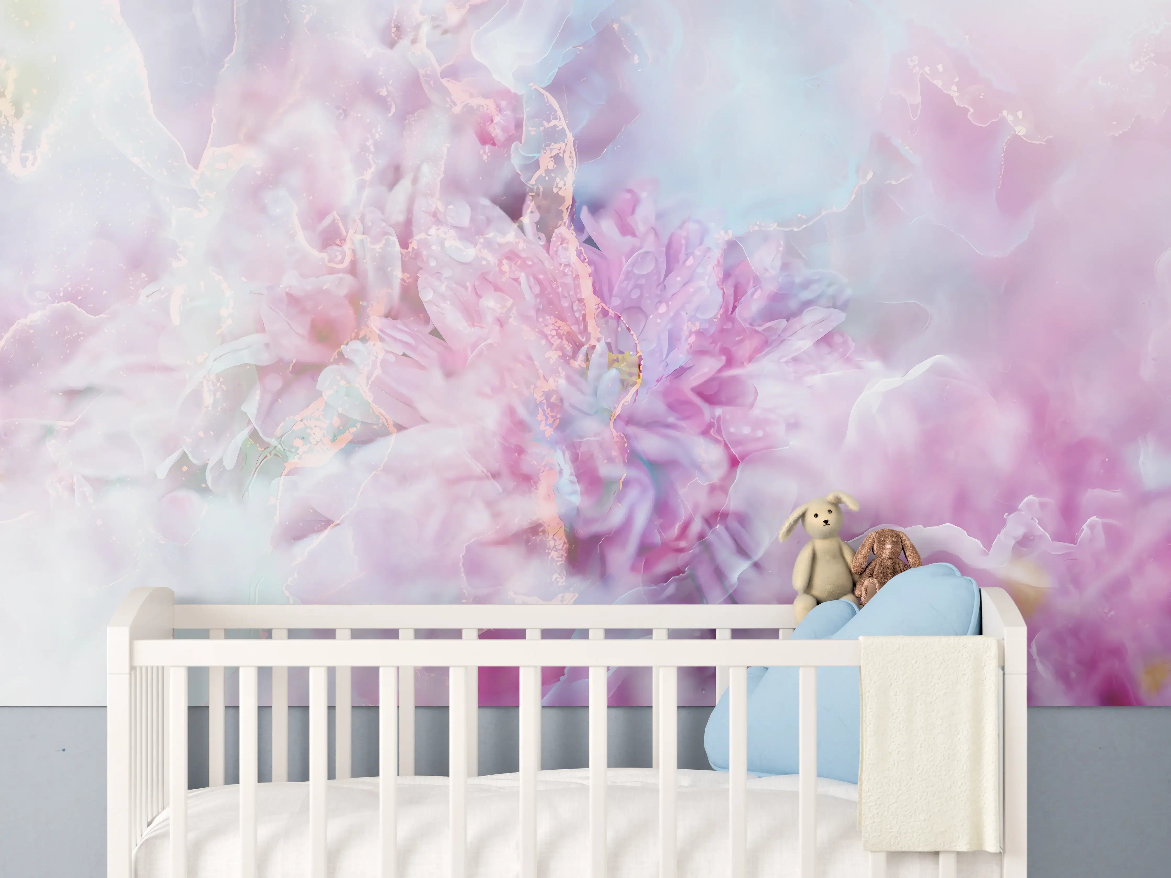 Babyzimmer Wandgestaltung - Florales Portrait - Pastell