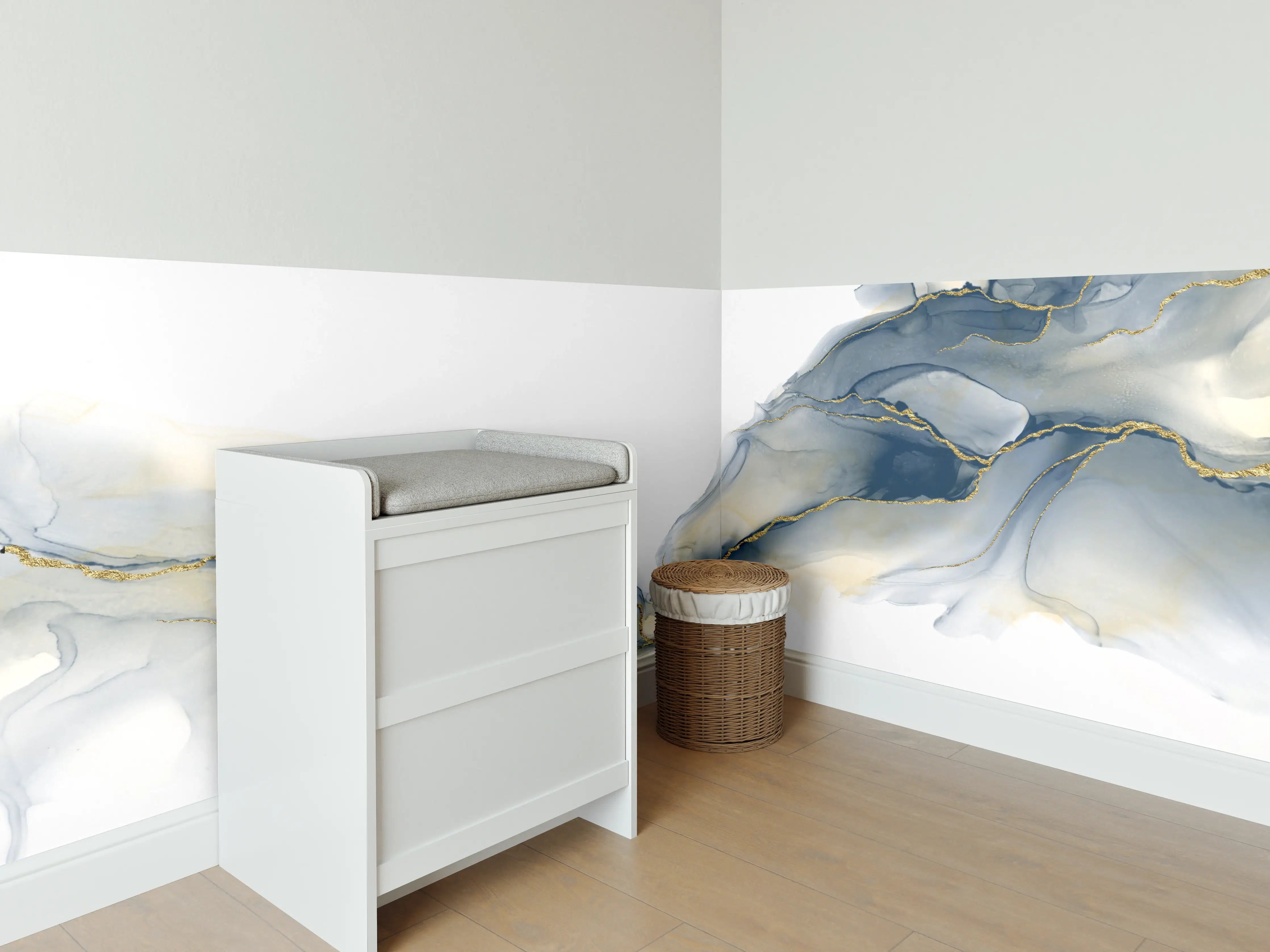 Babyzimmer Wandgestaltung - Flüssigkunstmalerei - Alkoholtintenkunst