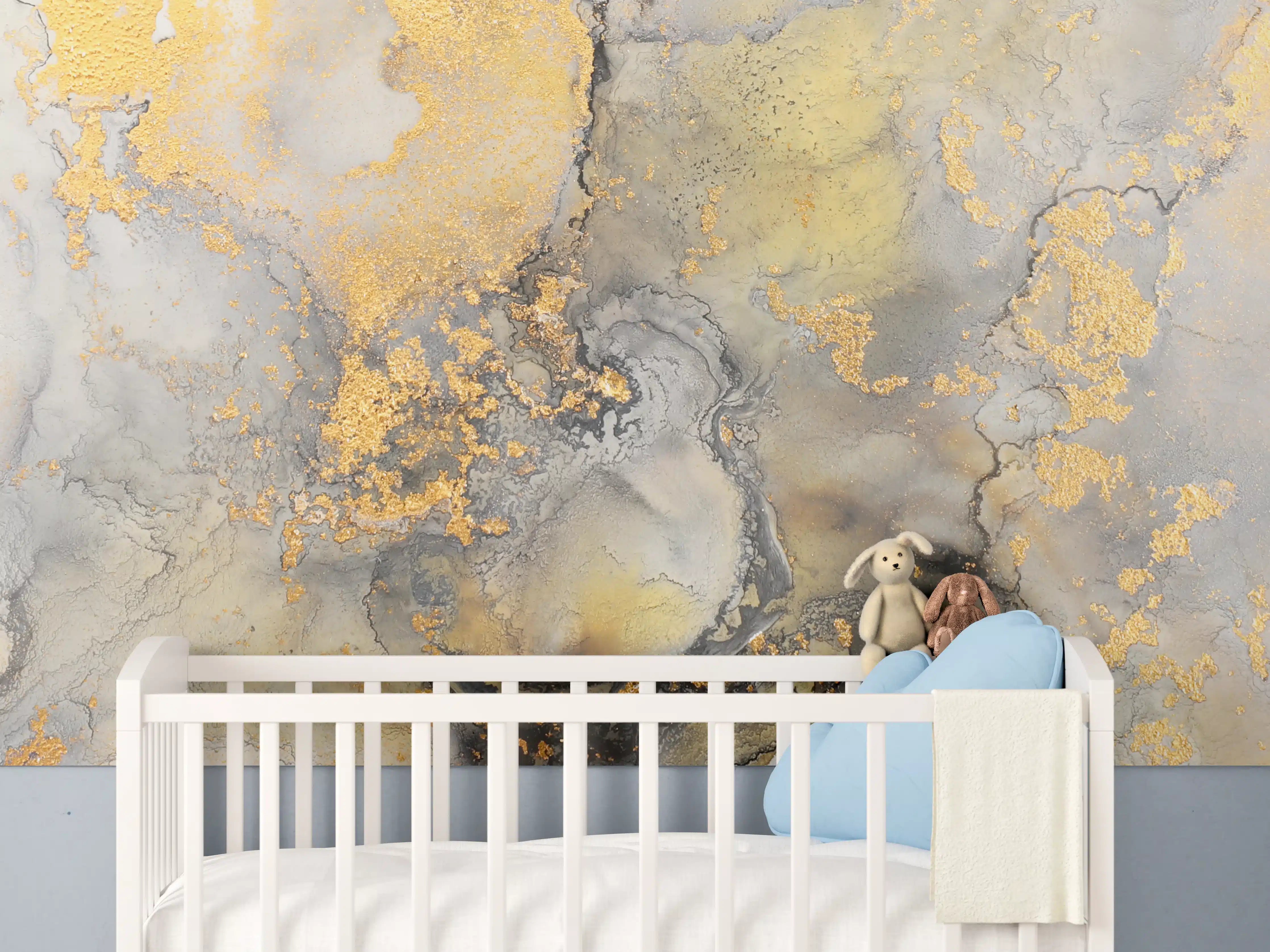 Babyzimmer Wandgestaltung - Flüssigkunstmalerei mit Alkoholtinte