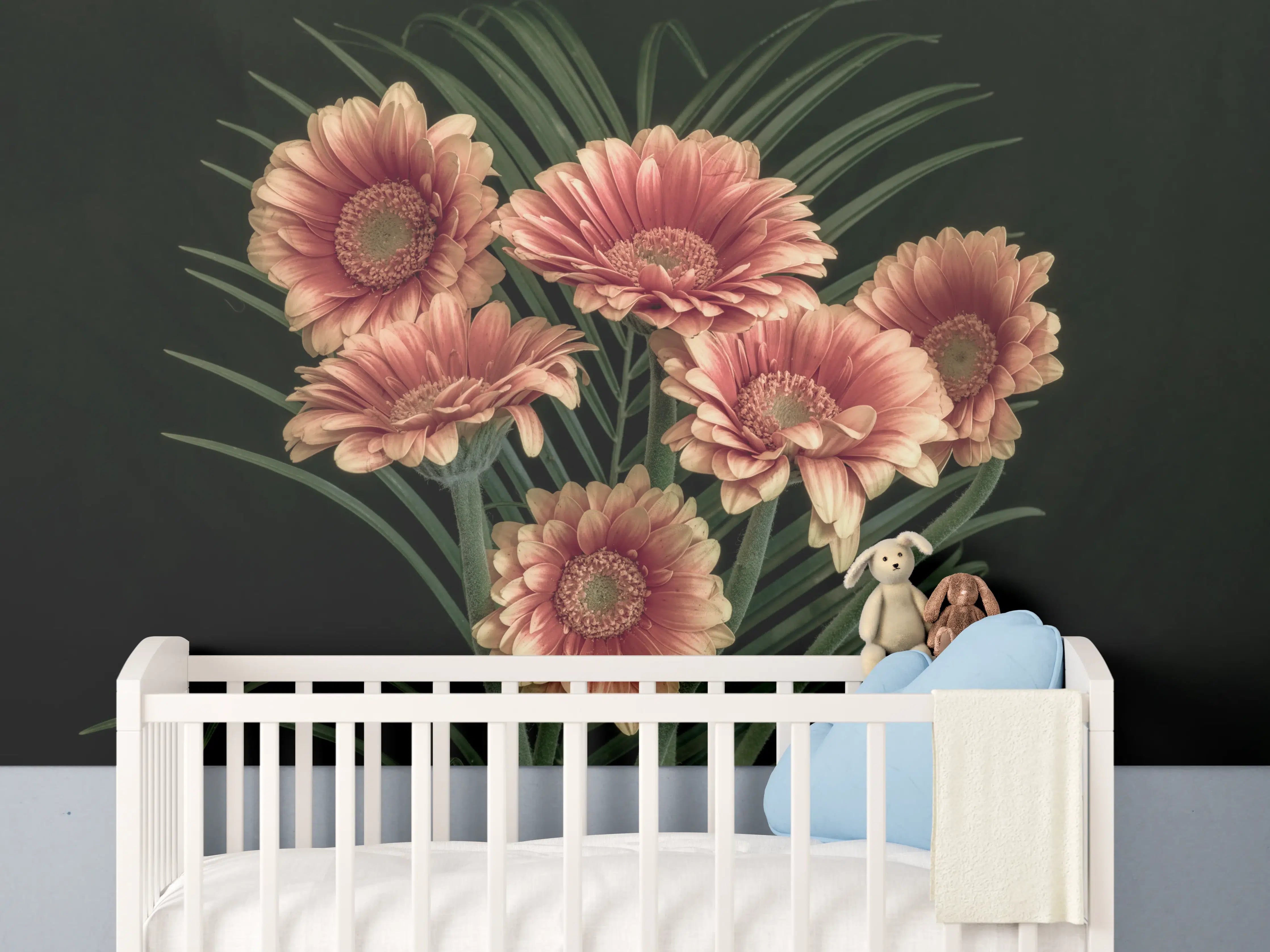 Babyzimmer Wandgestaltung - Frischer Blumenstrauß Stillleben