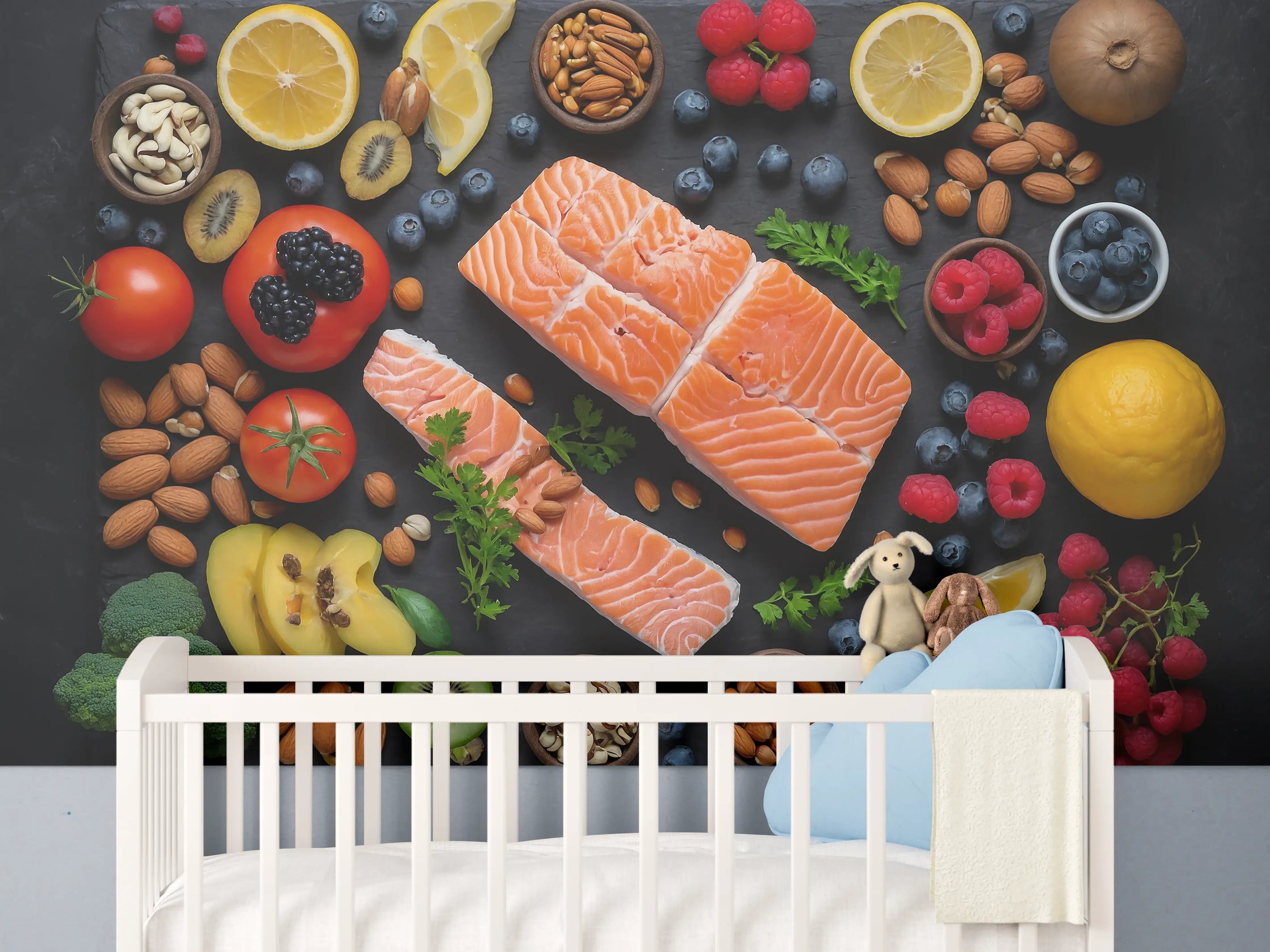Babyzimmer Wandgestaltung - Frischer Lachs mit Beeren