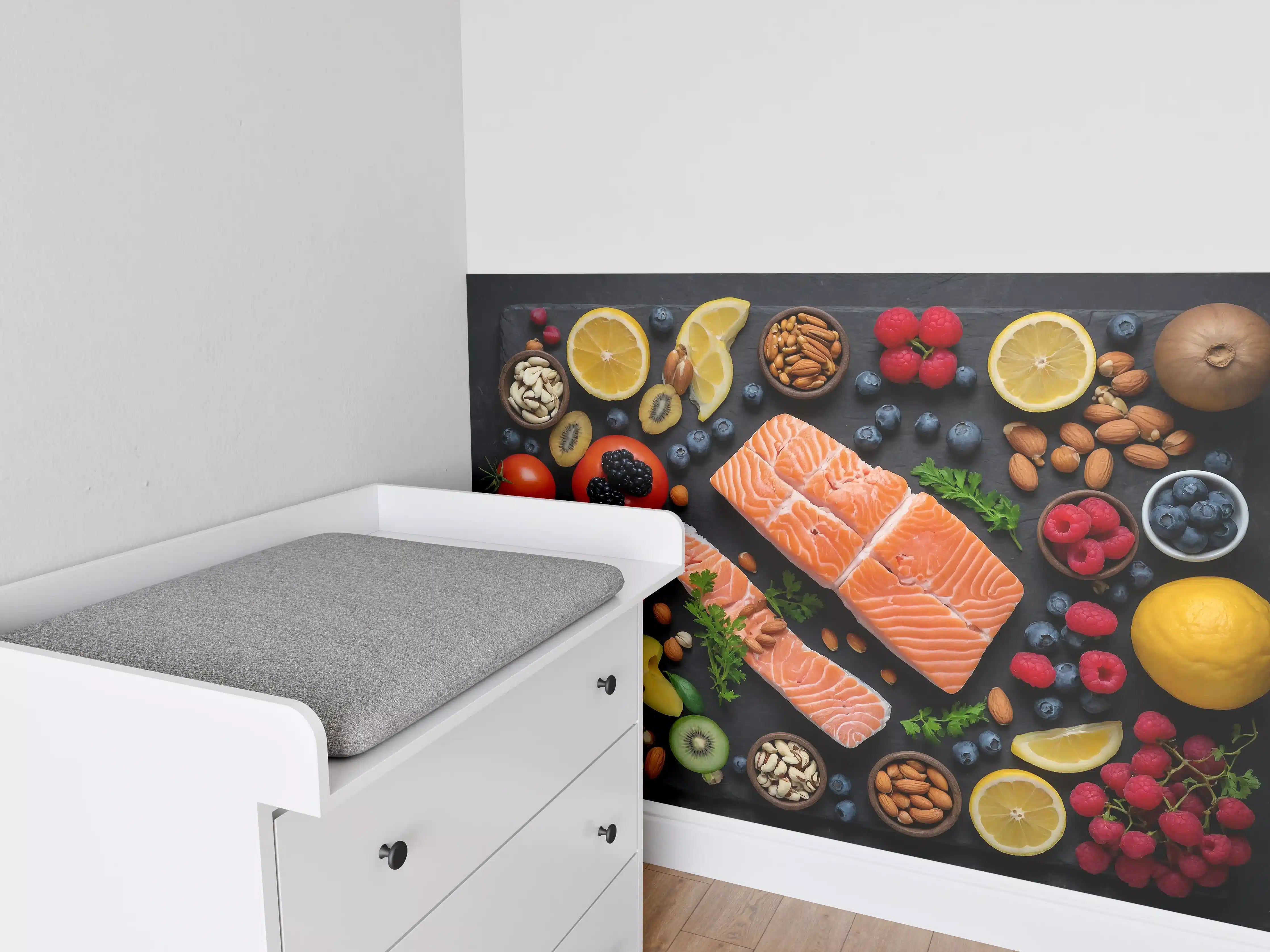 Babyzimmer Wandgestaltung - Frischer Lachs mit Beeren