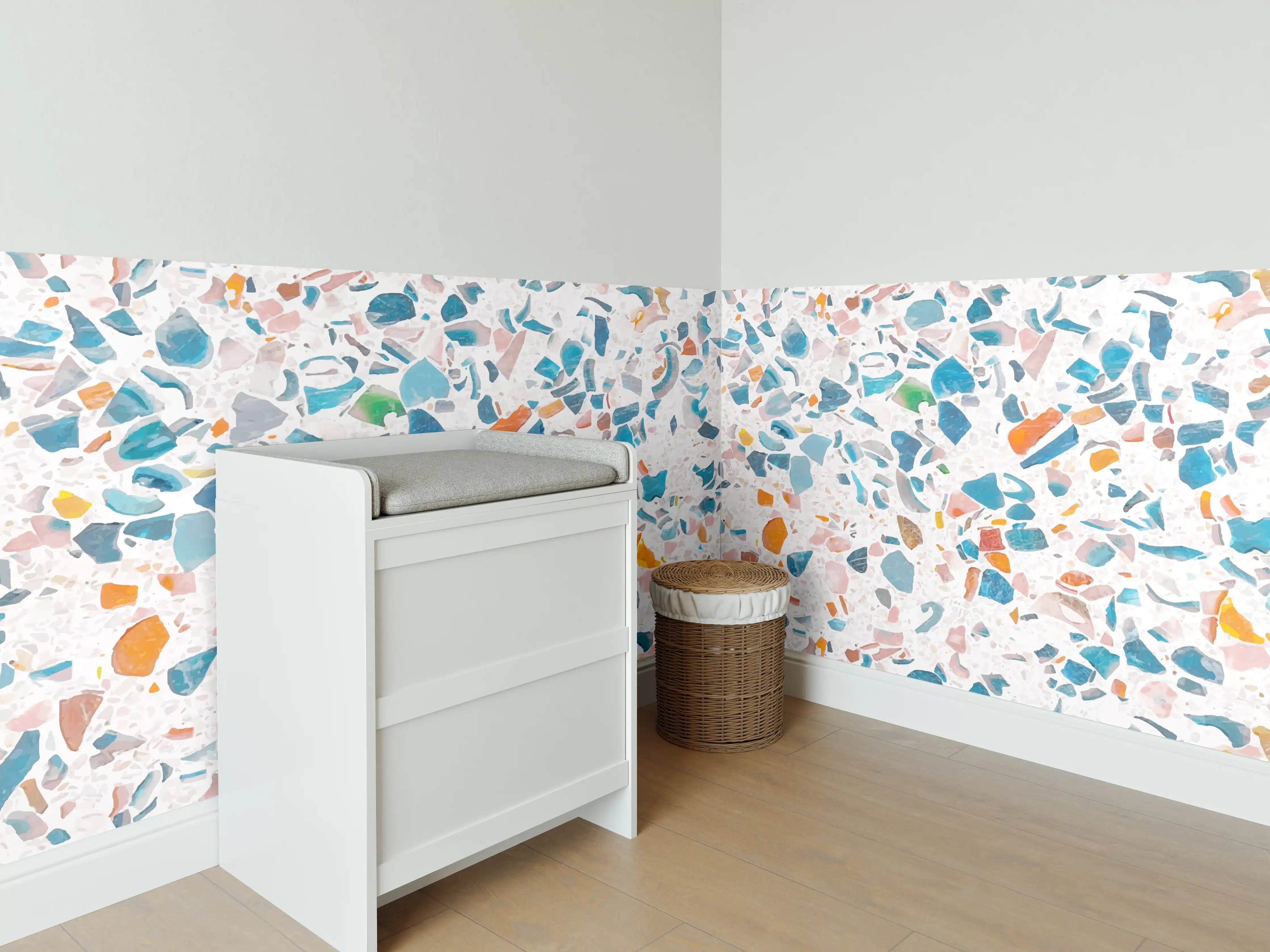 Babyzimmer Wandgestaltung - Frisches Terrazzo-Design Bunt