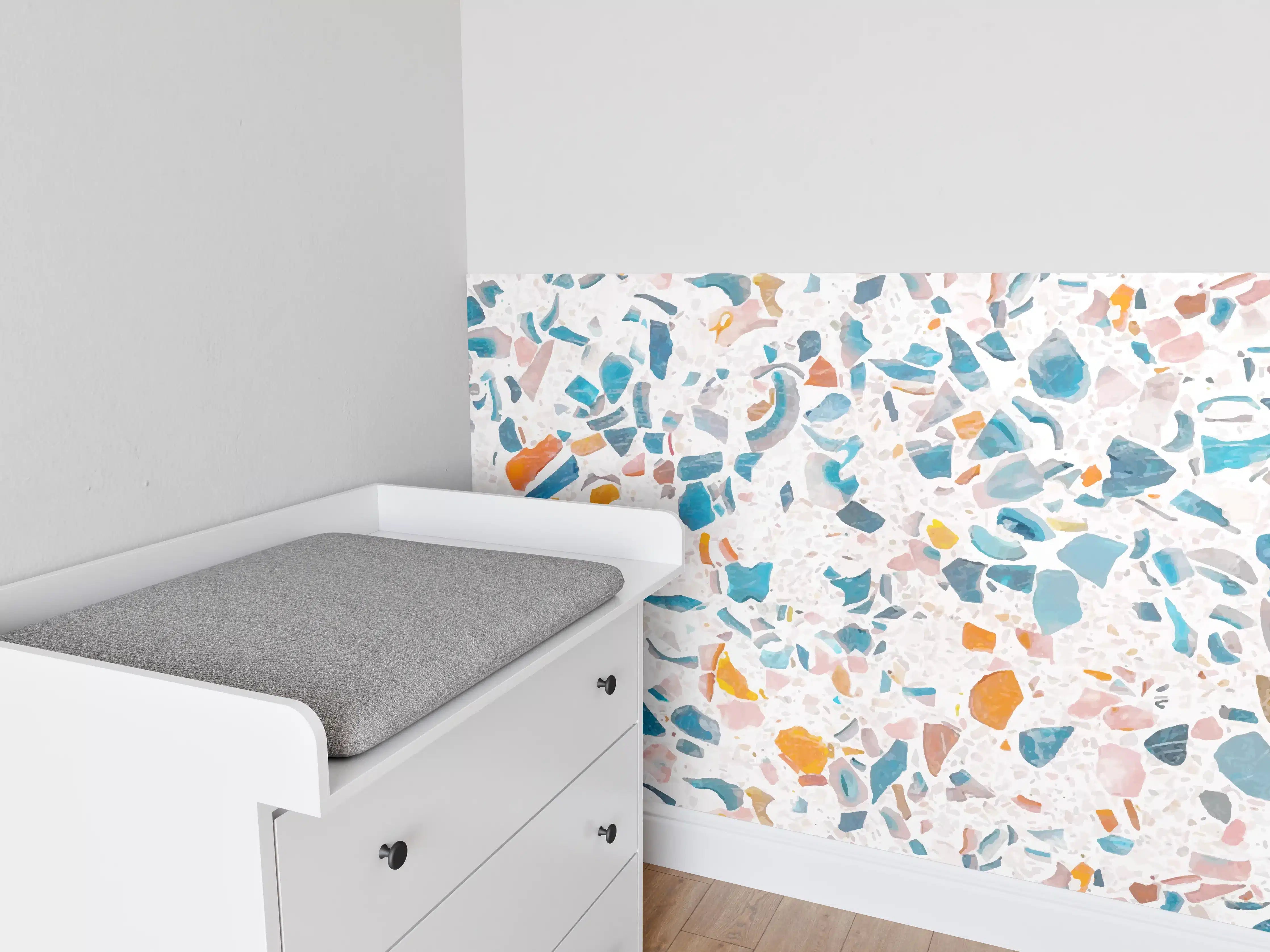 Babyzimmer Wandgestaltung - Frisches Terrazzo-Design Bunt