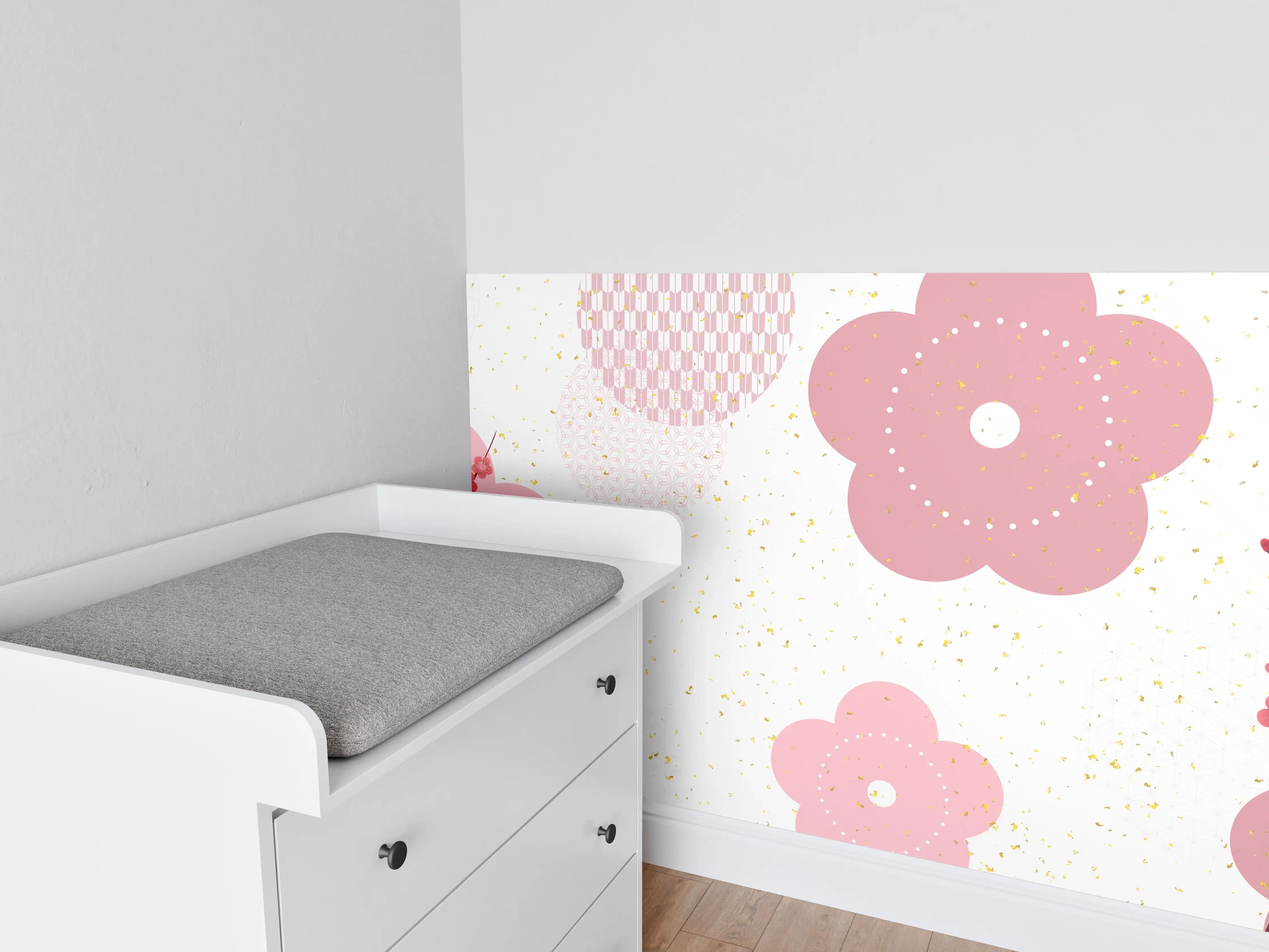 Babyzimmer Wandgestaltung - Frühlingshaftes Kirschblüten-Design