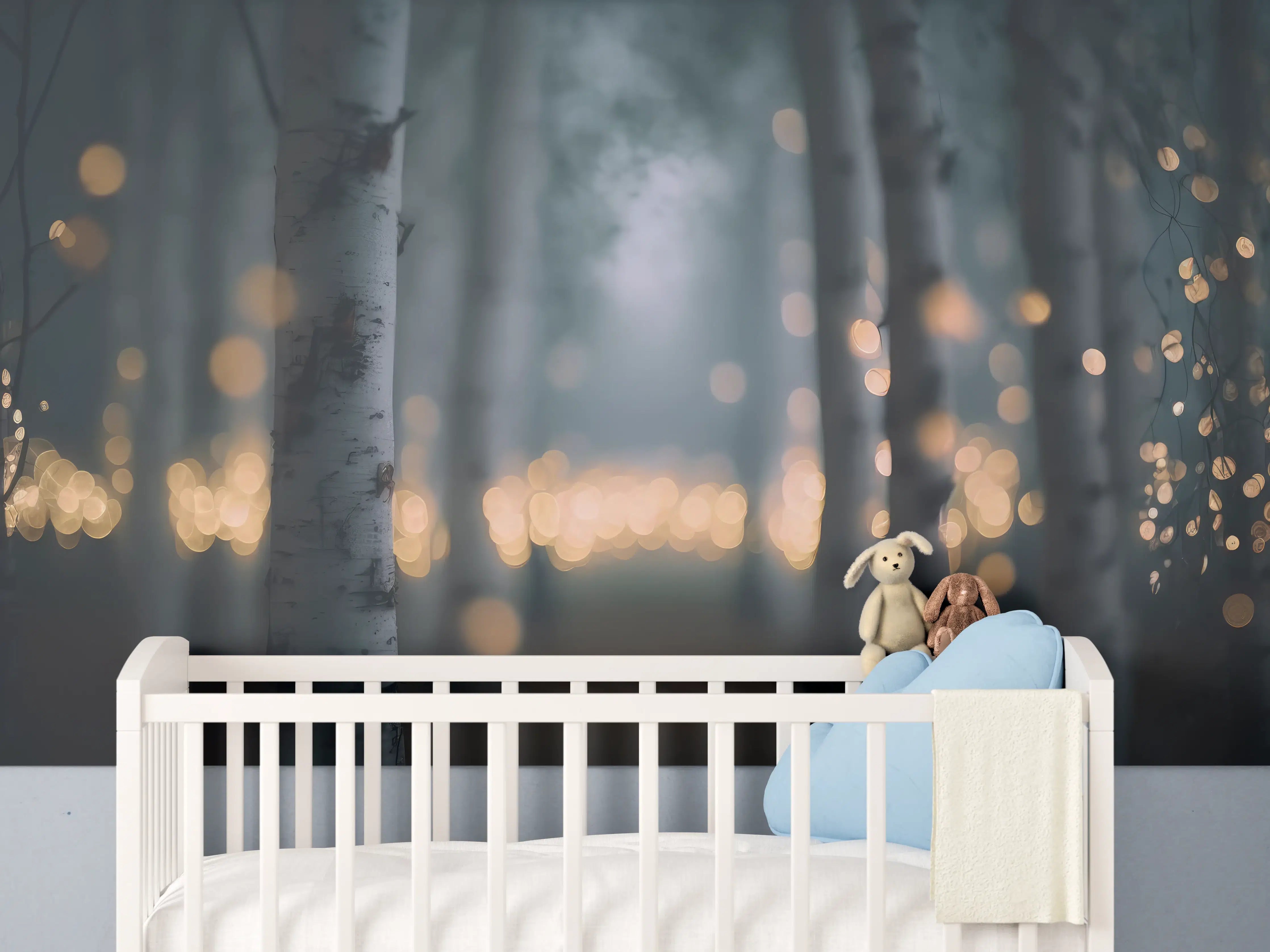 Babyzimmer Wandgestaltung - Funkelnder Birkenwald 