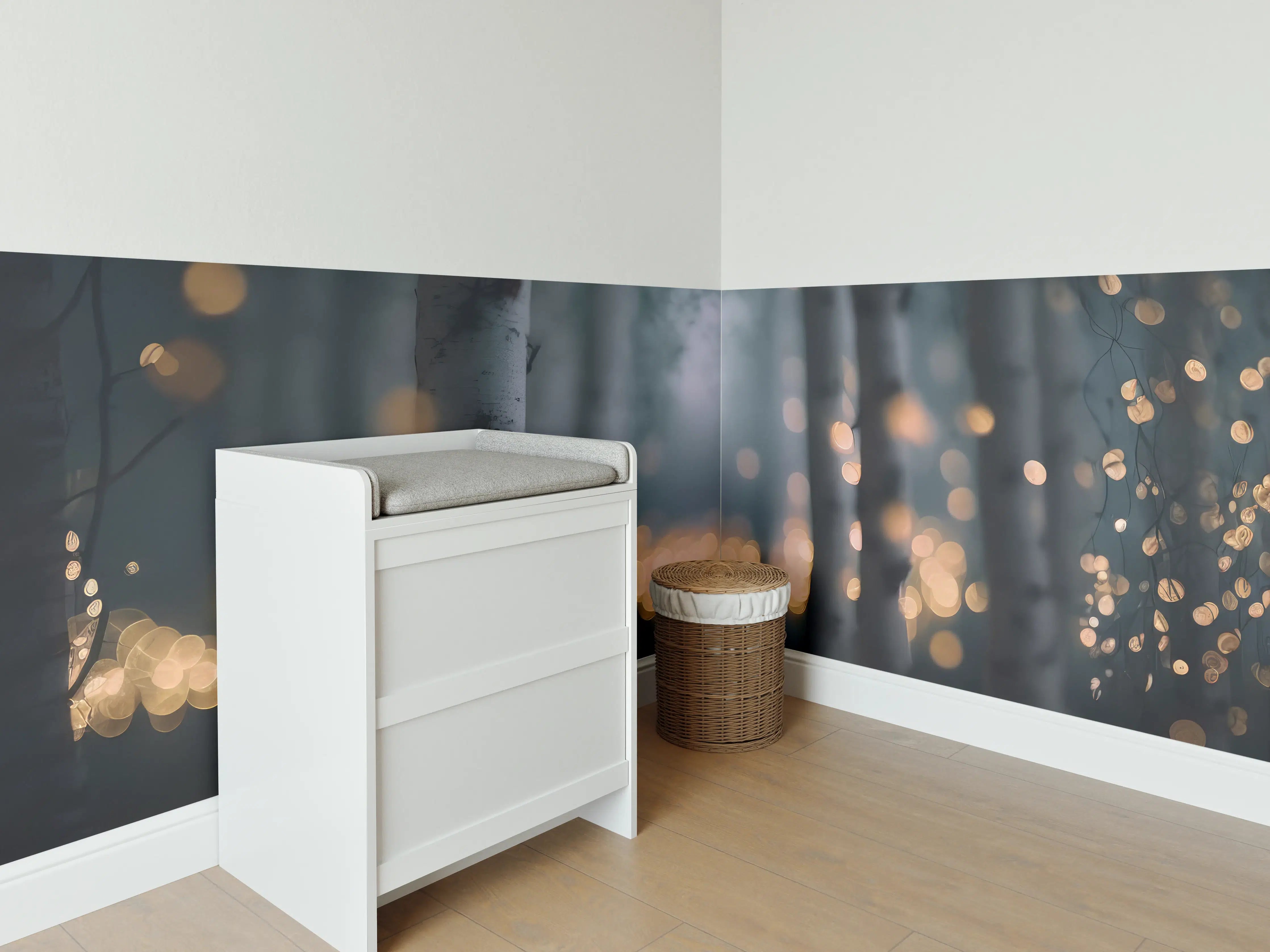 Babyzimmer Wandgestaltung - Funkelnder Birkenwald 