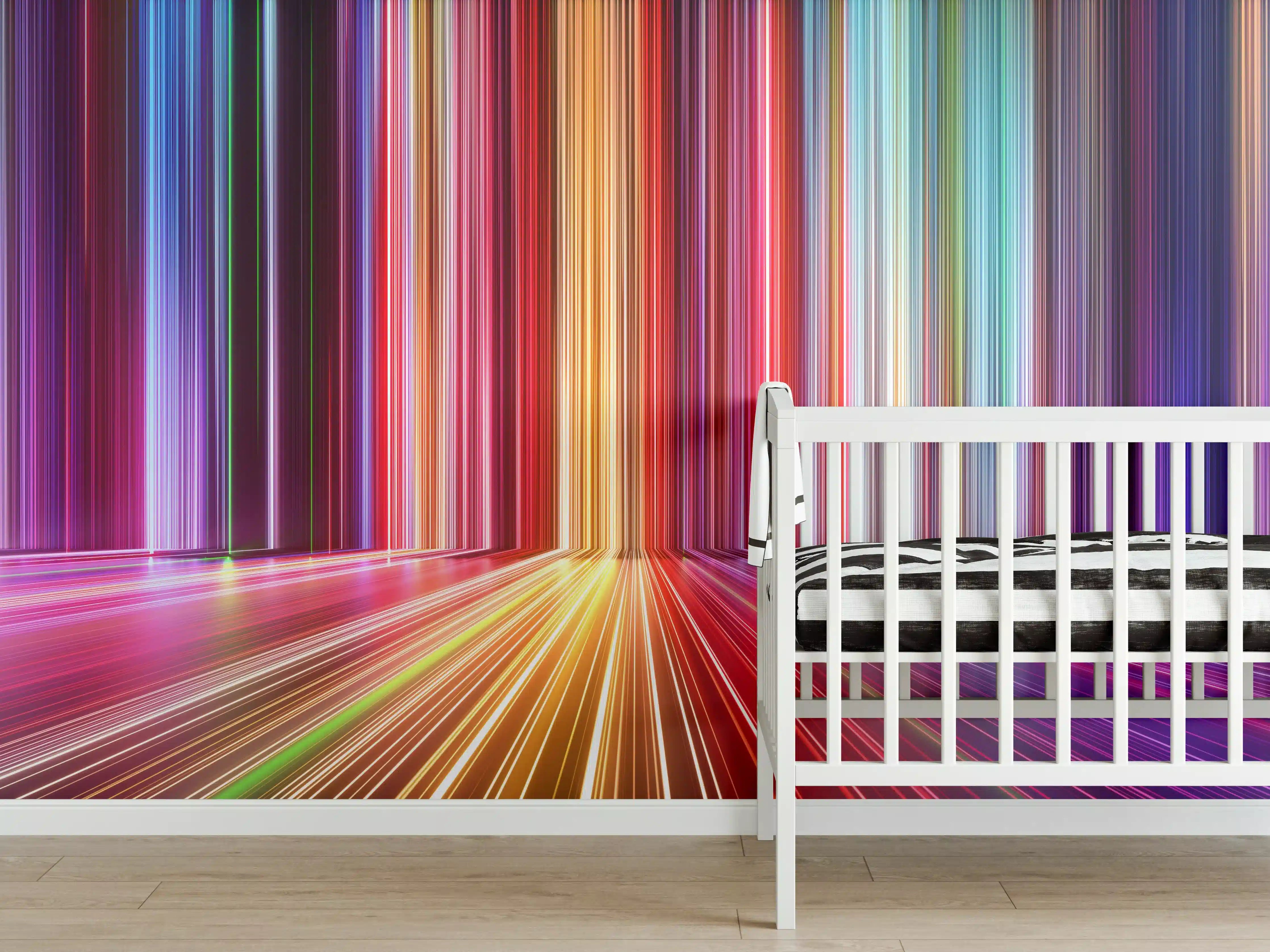Babyzimmer Wandgestaltung - Futuristische Farben - 3D Render