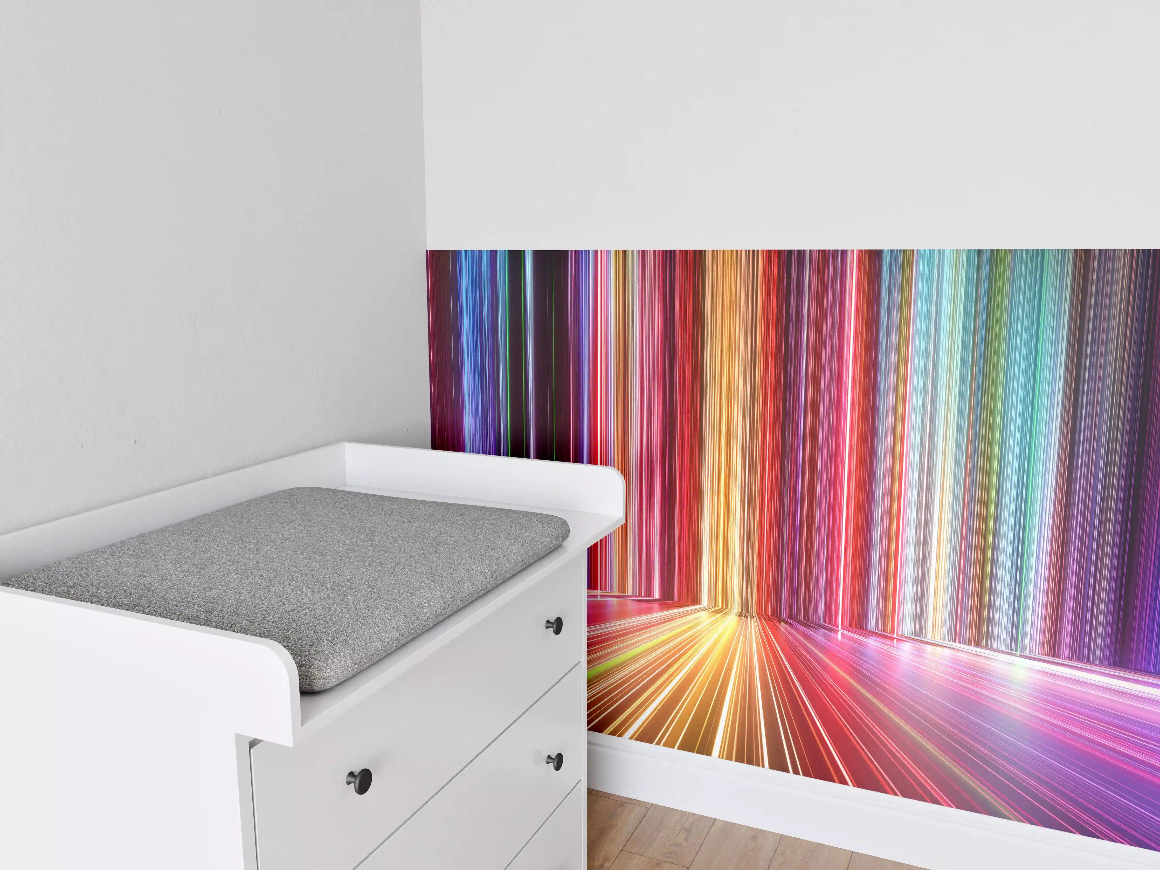 Babyzimmer Wandgestaltung - Futuristische Farben - 3D Render