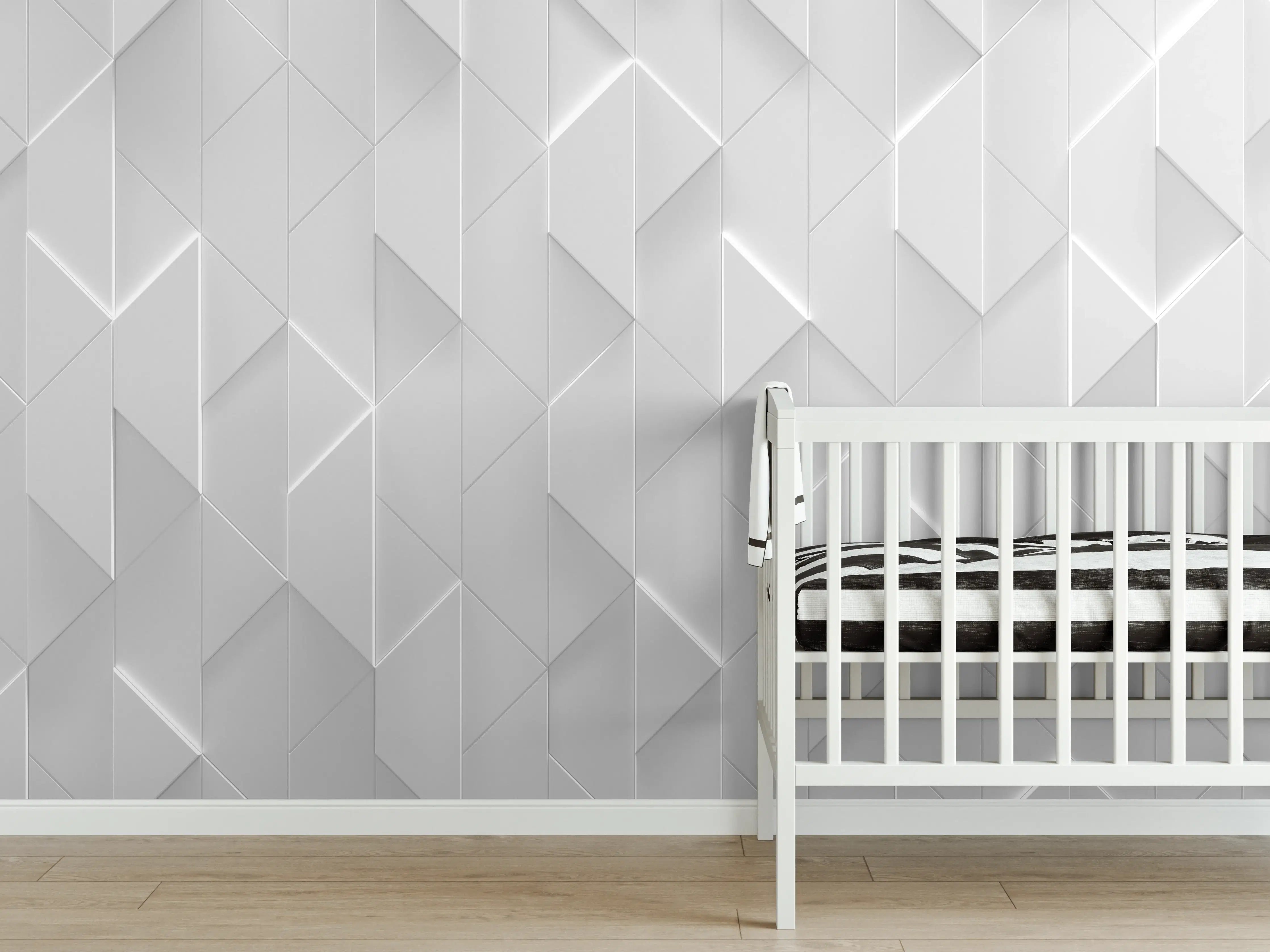 Babyzimmer Wandgestaltung - Futuristischer Weiß Grau Zigzag