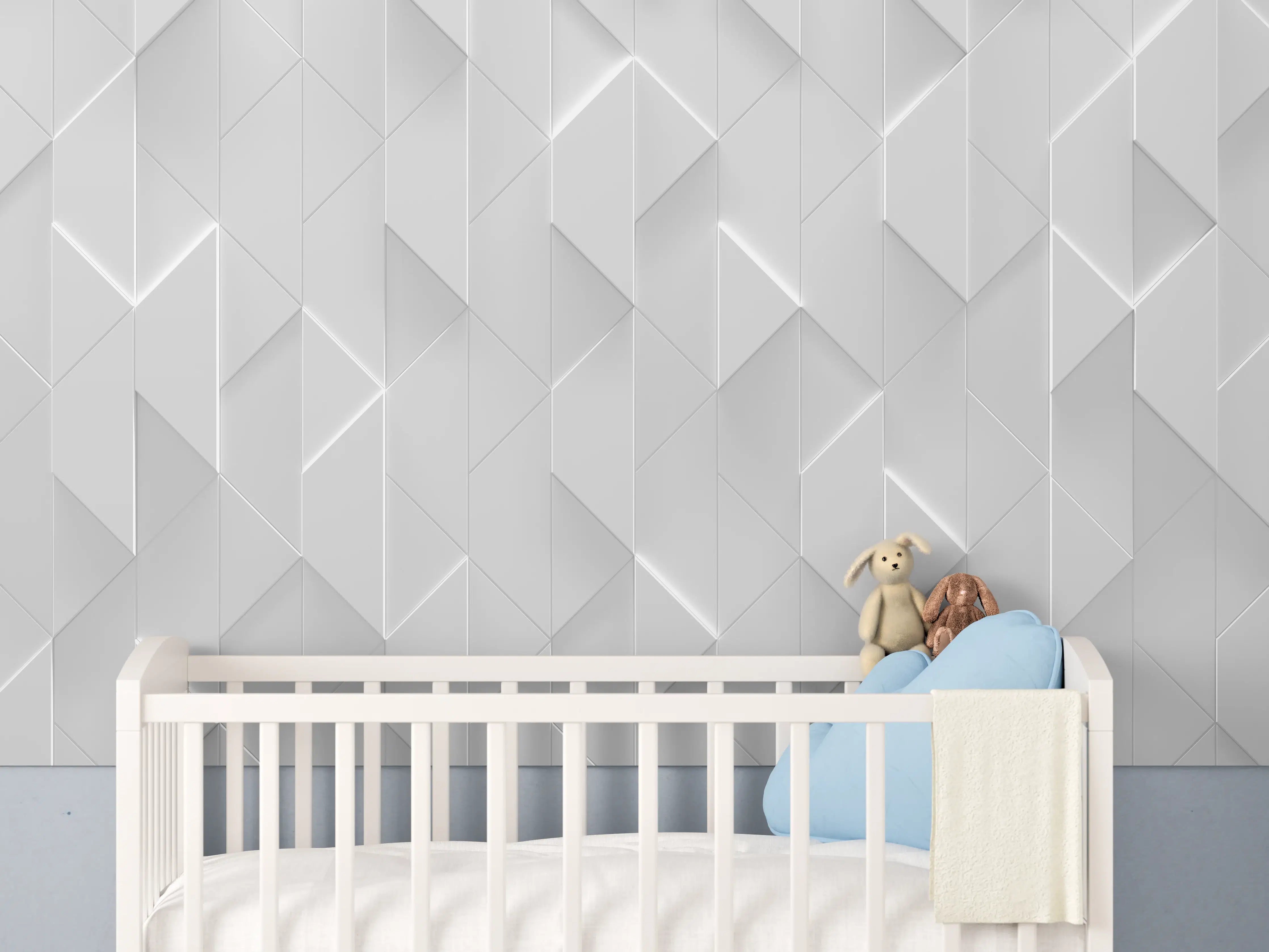 Babyzimmer Wandgestaltung - Futuristischer Weiß Grau Zigzag