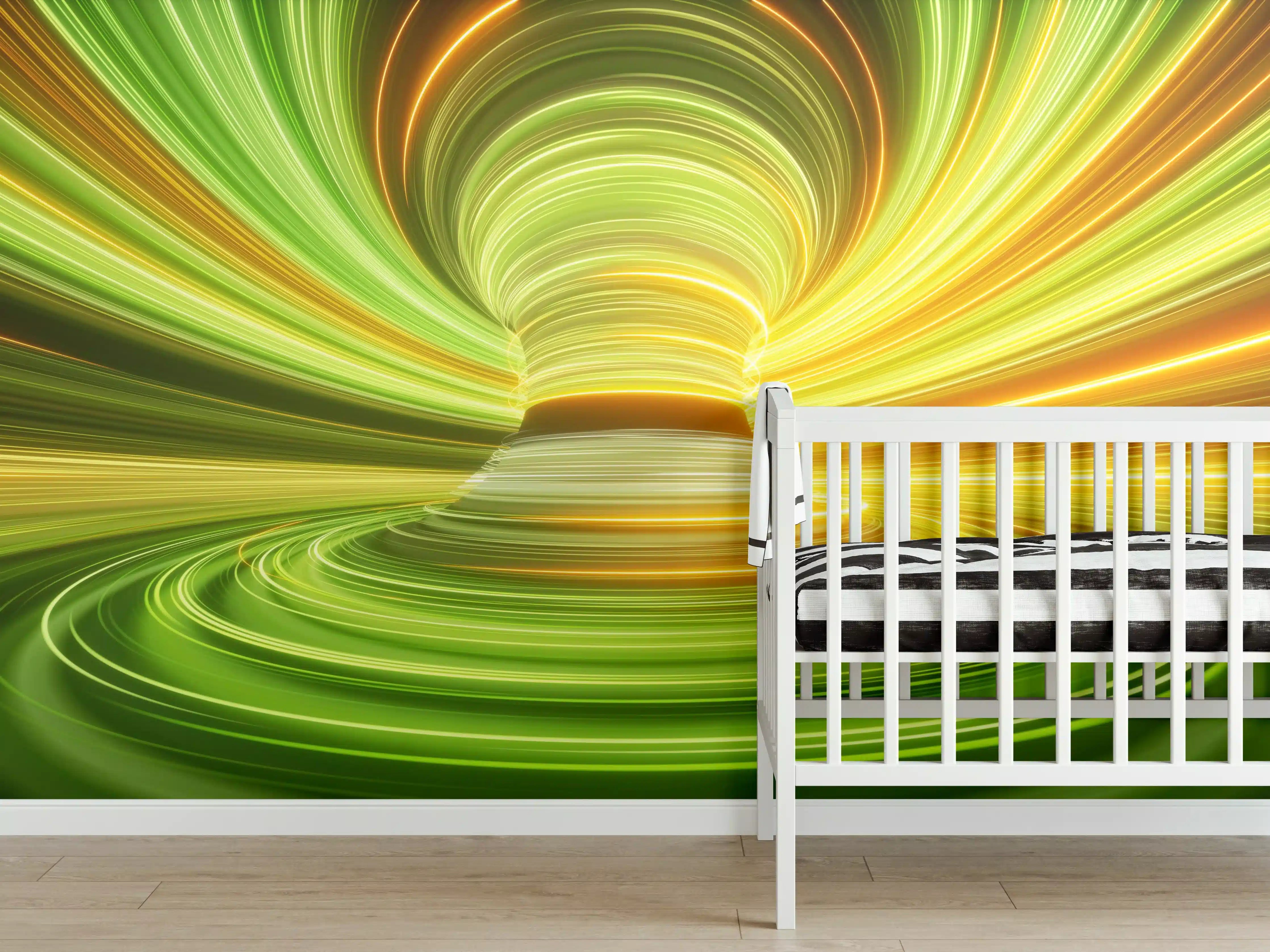Babyzimmer Wandgestaltung - Futuristisches Muster - Neon