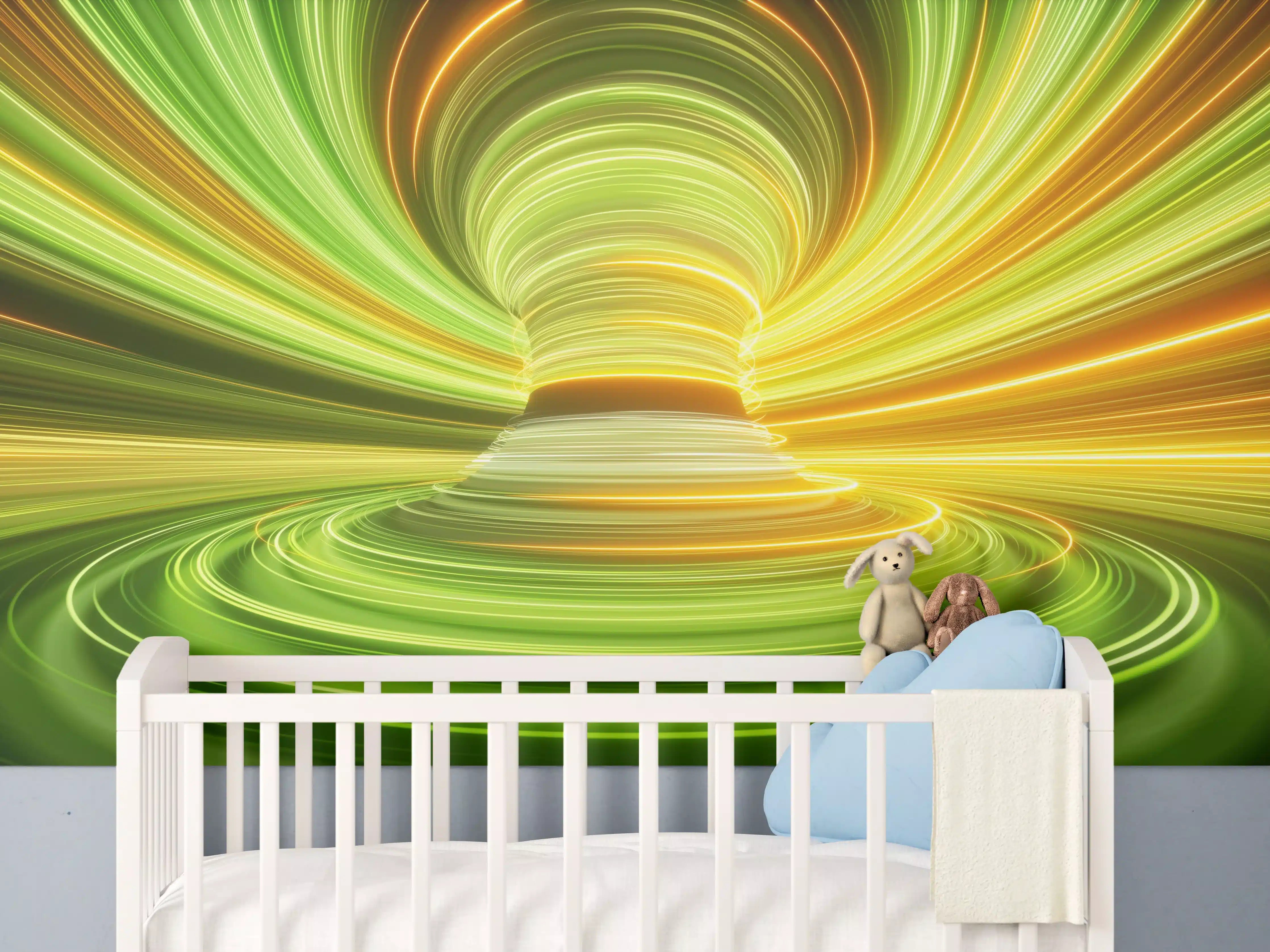 Babyzimmer Wandgestaltung - Futuristisches Muster - Neon