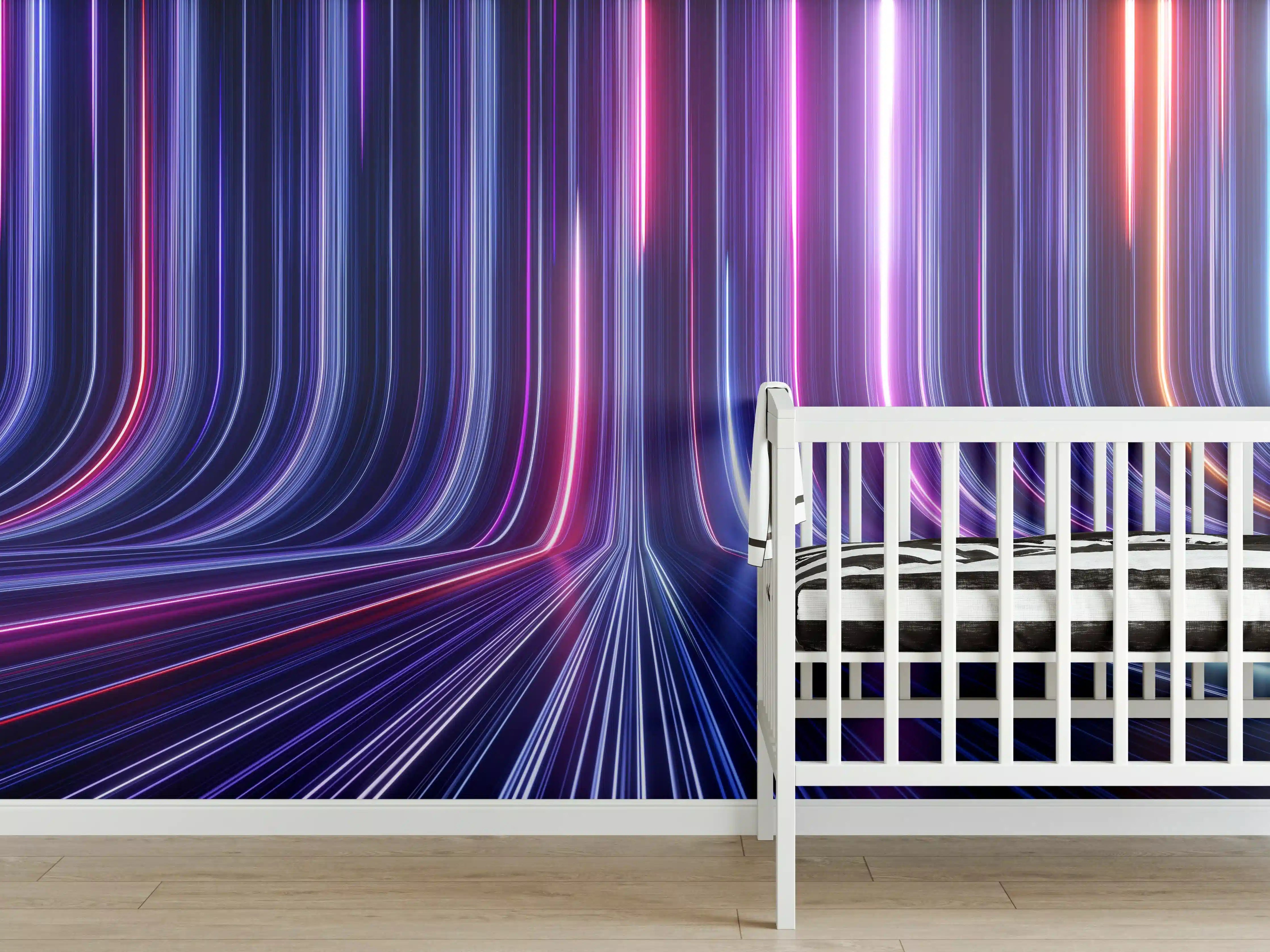 Babyzimmer Wandgestaltung - Futuristisches Neon Design
