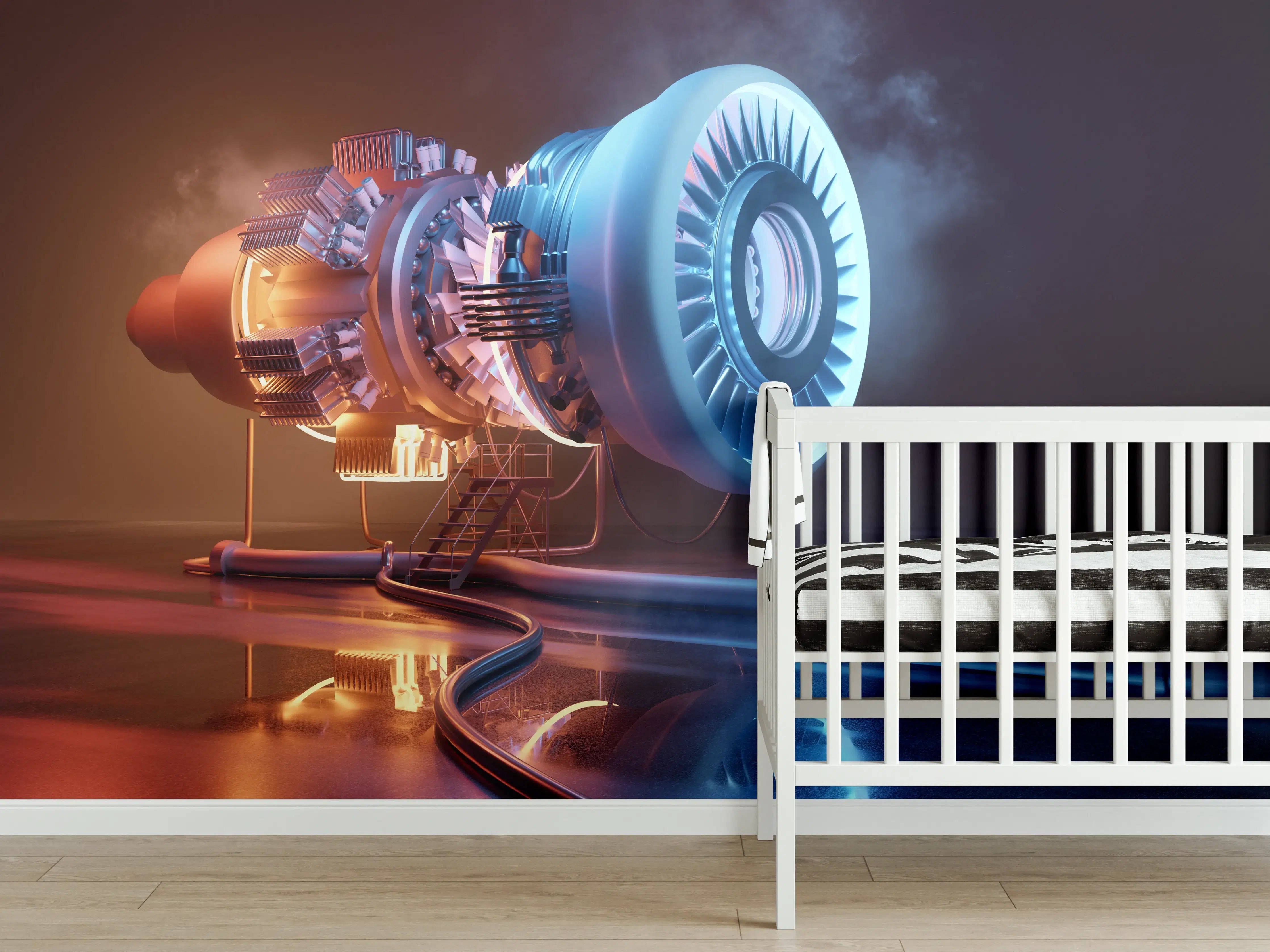 Babyzimmer Wandgestaltung - Futuristisches Triebwerkskonzept