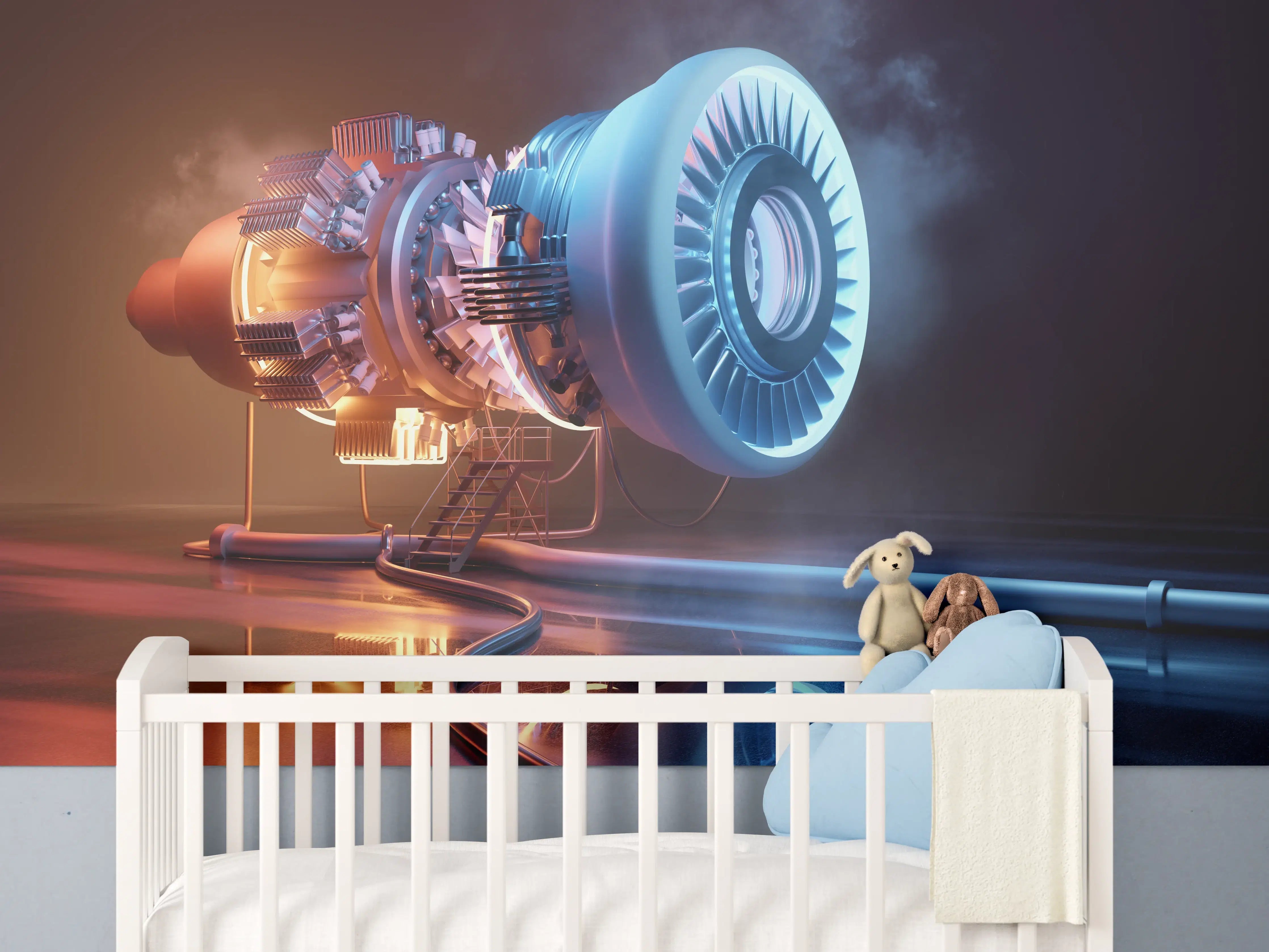 Babyzimmer Wandgestaltung - Futuristisches Triebwerkskonzept