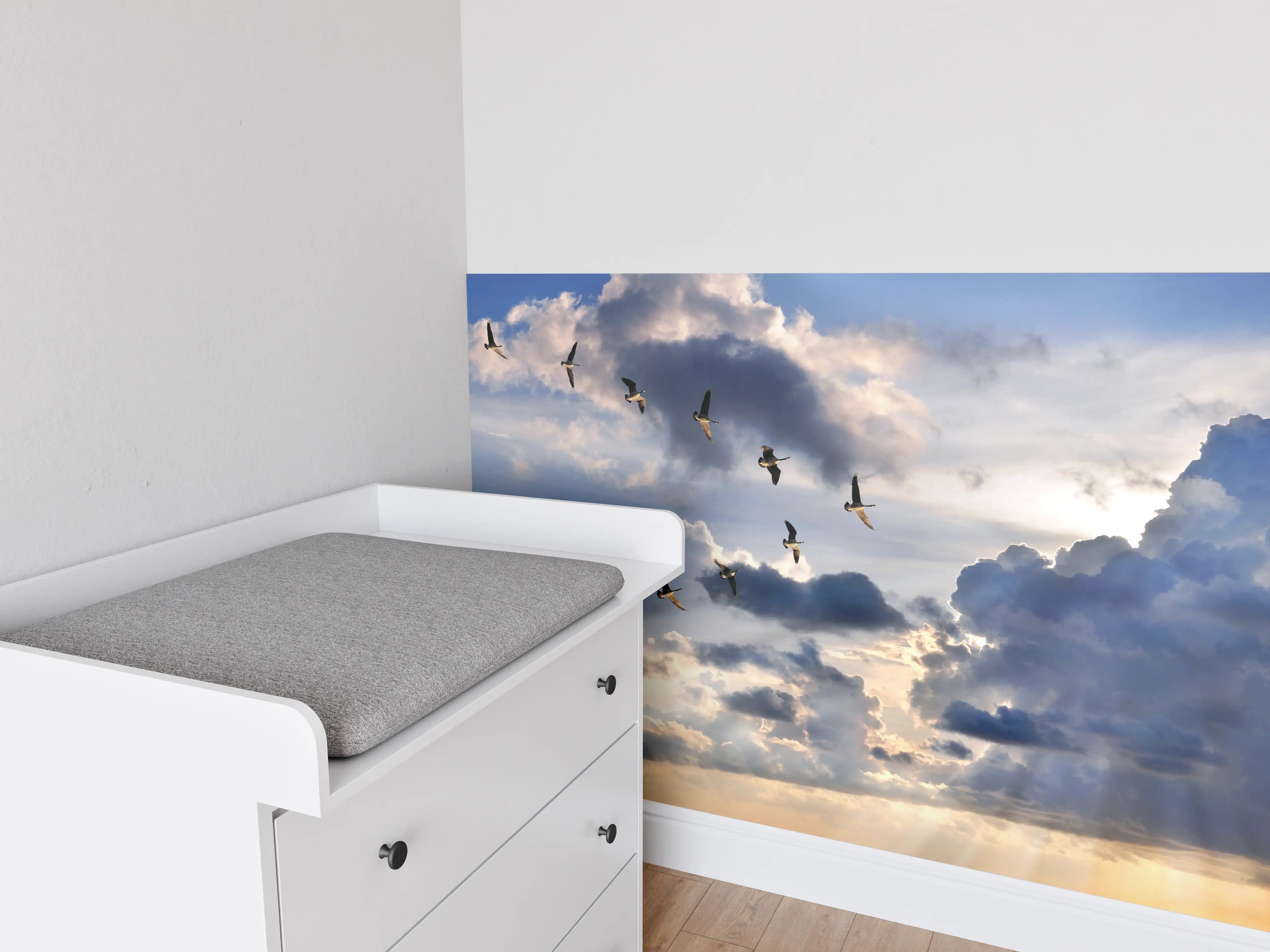 Babyzimmer Wandgestaltung - Gänse in V-Formation fliegend