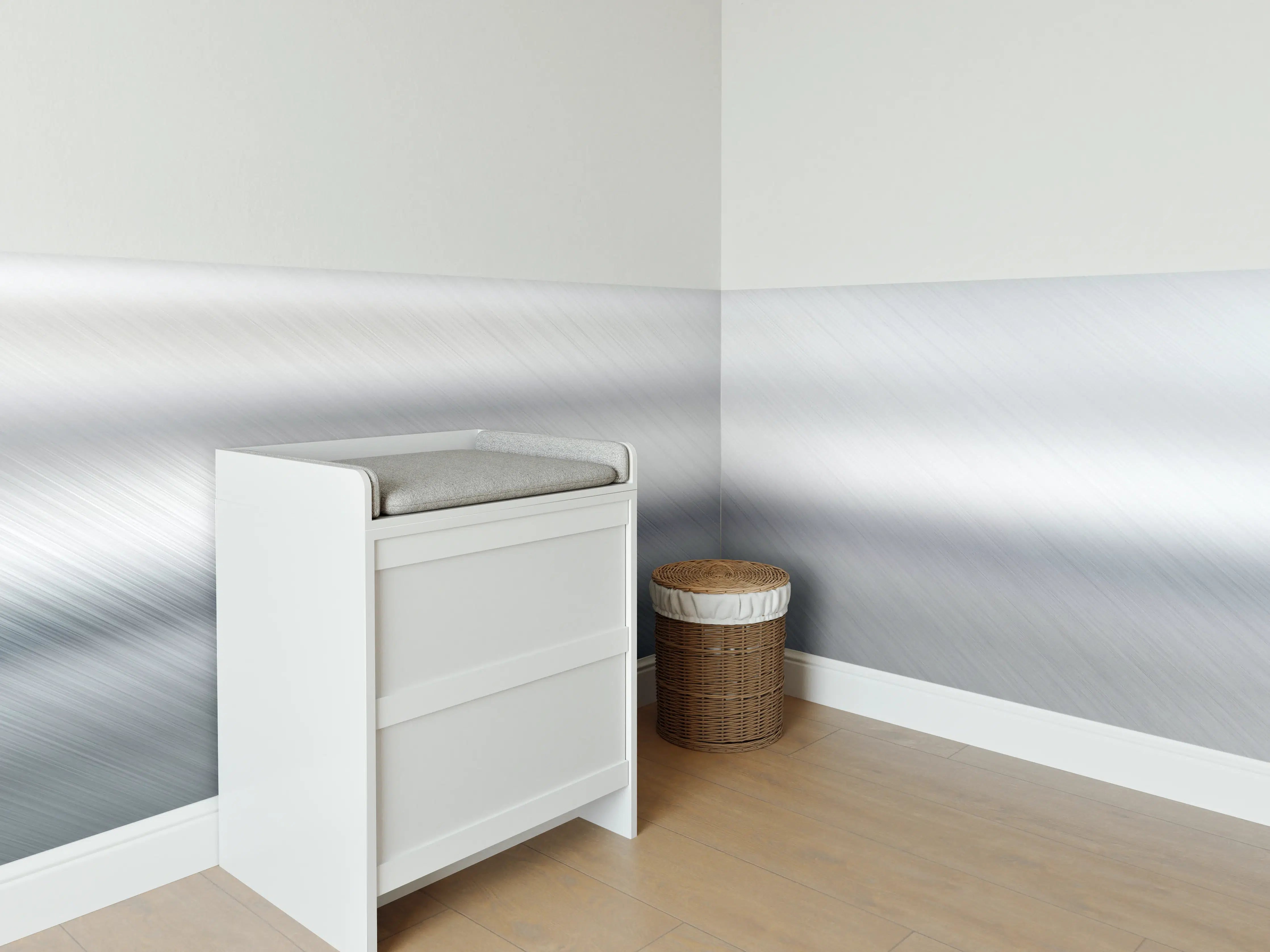 Babyzimmer Wandgestaltung - Gebürsteter Metall Hintergrund